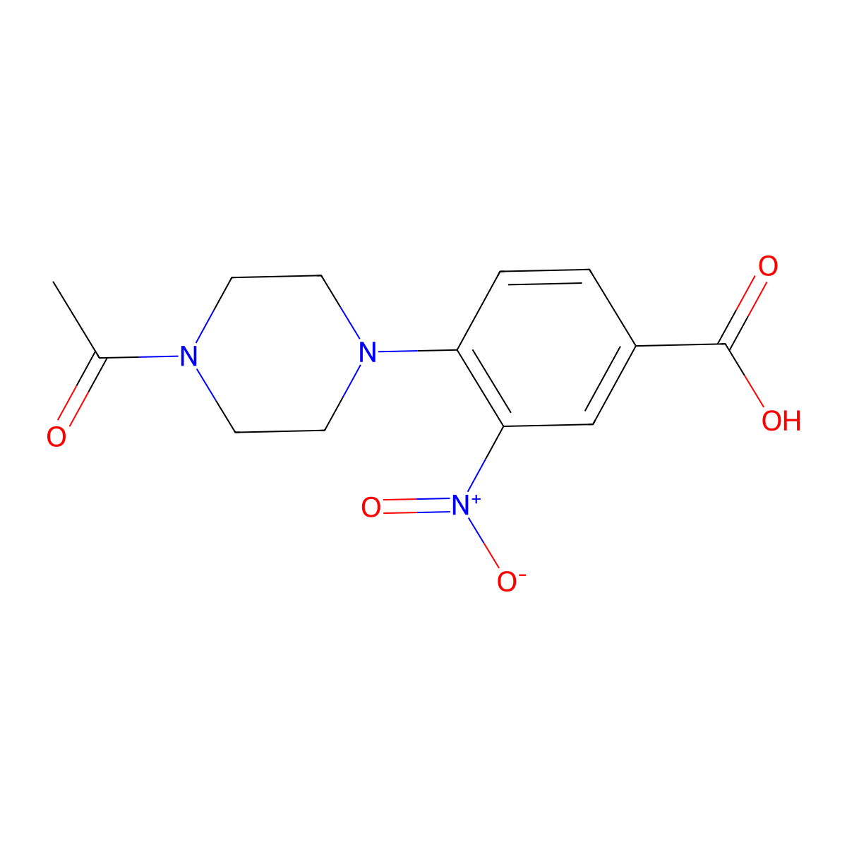 4-(4-Acetylpiperazin-1-yl)-3-nitrobenzoic acid molecular structure, CAS 309943-00-8