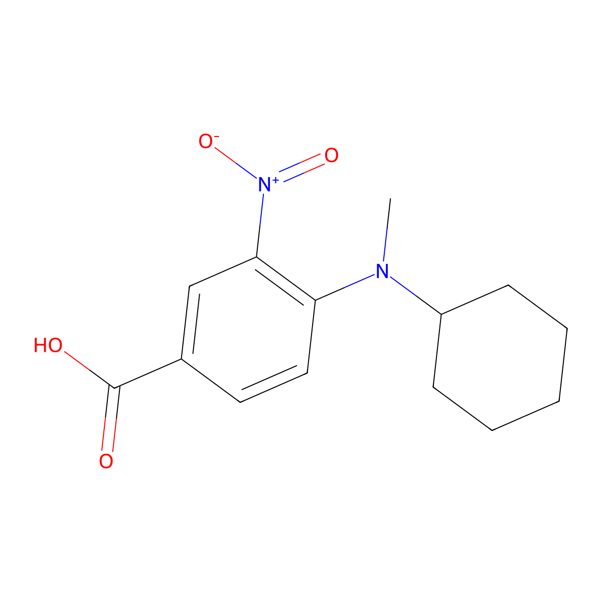 4-[Cyclohexyl(methyl)amino]-3-nitrobenzoic acid molecular structure, CAS 309943-04-2
