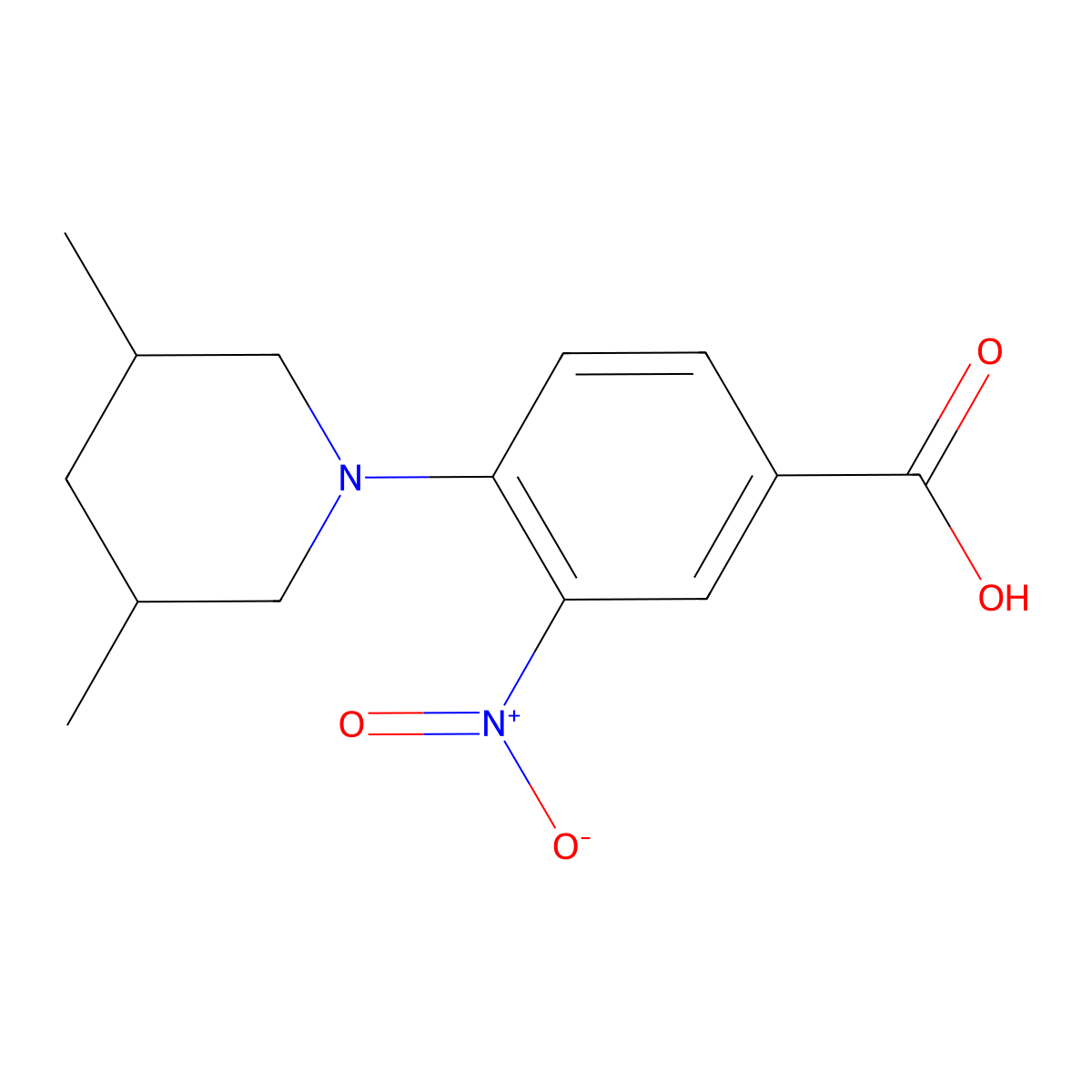 4-(3,5-Dimethylpiperidin-1-yl)-3-nitrobenzoic acid molecular structure, CAS 309943-10-0