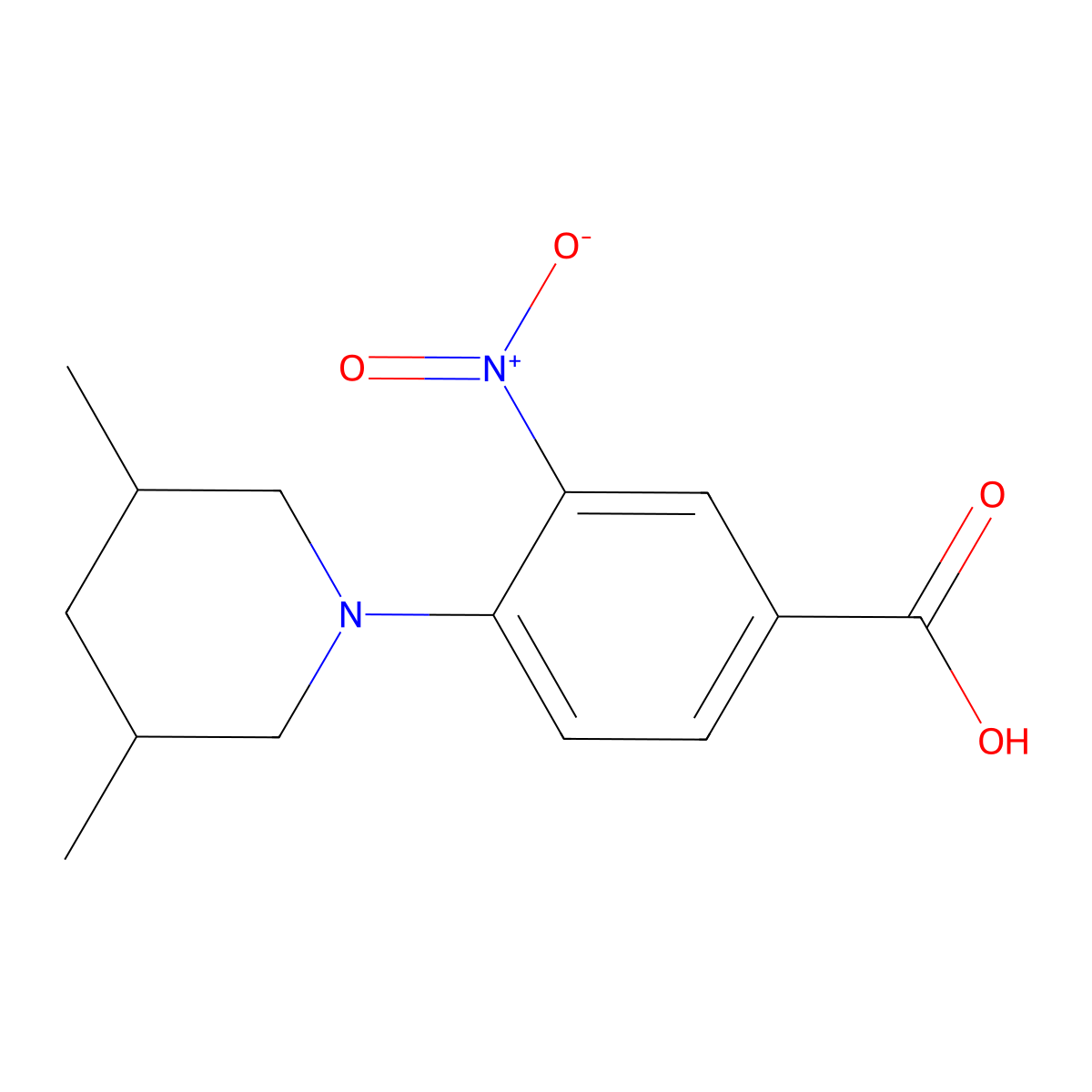 4-(3,5-Dimethylpiperidin-1-yl)-3-nitrobenzoic acid molecular structure, CAS 309943-10-0