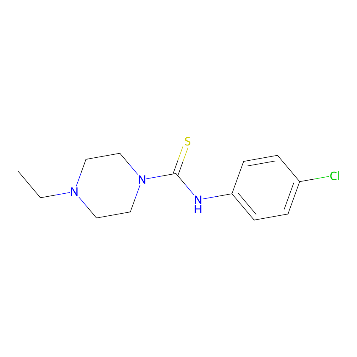 N-(4-chlorophenyl)-4-ethylpiperazine-1-carbothioamide molecular structure, CAS 309943-90-6