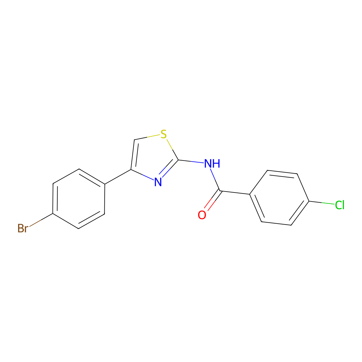 N-[4-(4-bromophenyl)-1,3-thiazol-2-yl]-4-chlorobenzamide molecular structure, CAS 309944-83-0