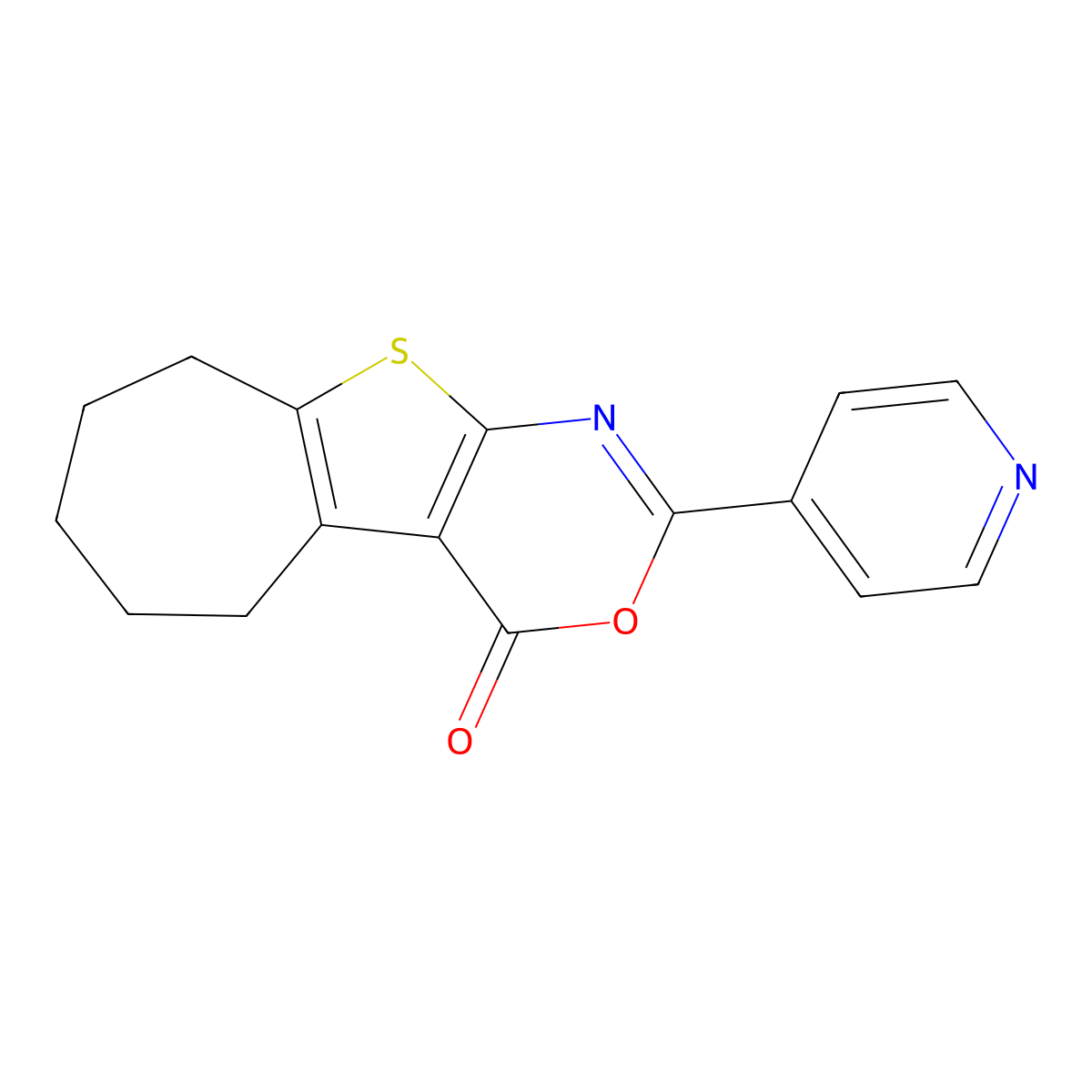 2-(4-Pyridyl)-5,6,7,8,9-pentahydrocyclohepta[1,2-d]1,3-oxazino[4,5-b]thiophen-4-one molecular structure, CAS 309945-58-2