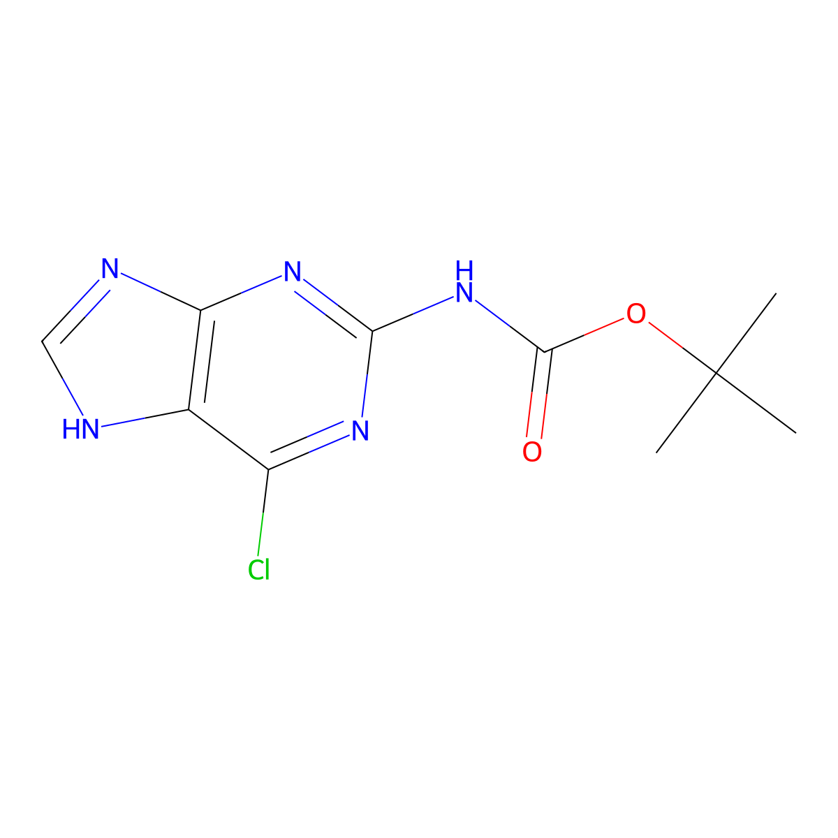 tert-butyl N-(6-chloro-9H-purin-2-yl)carbamate molecular structure, CAS 309947-89-5