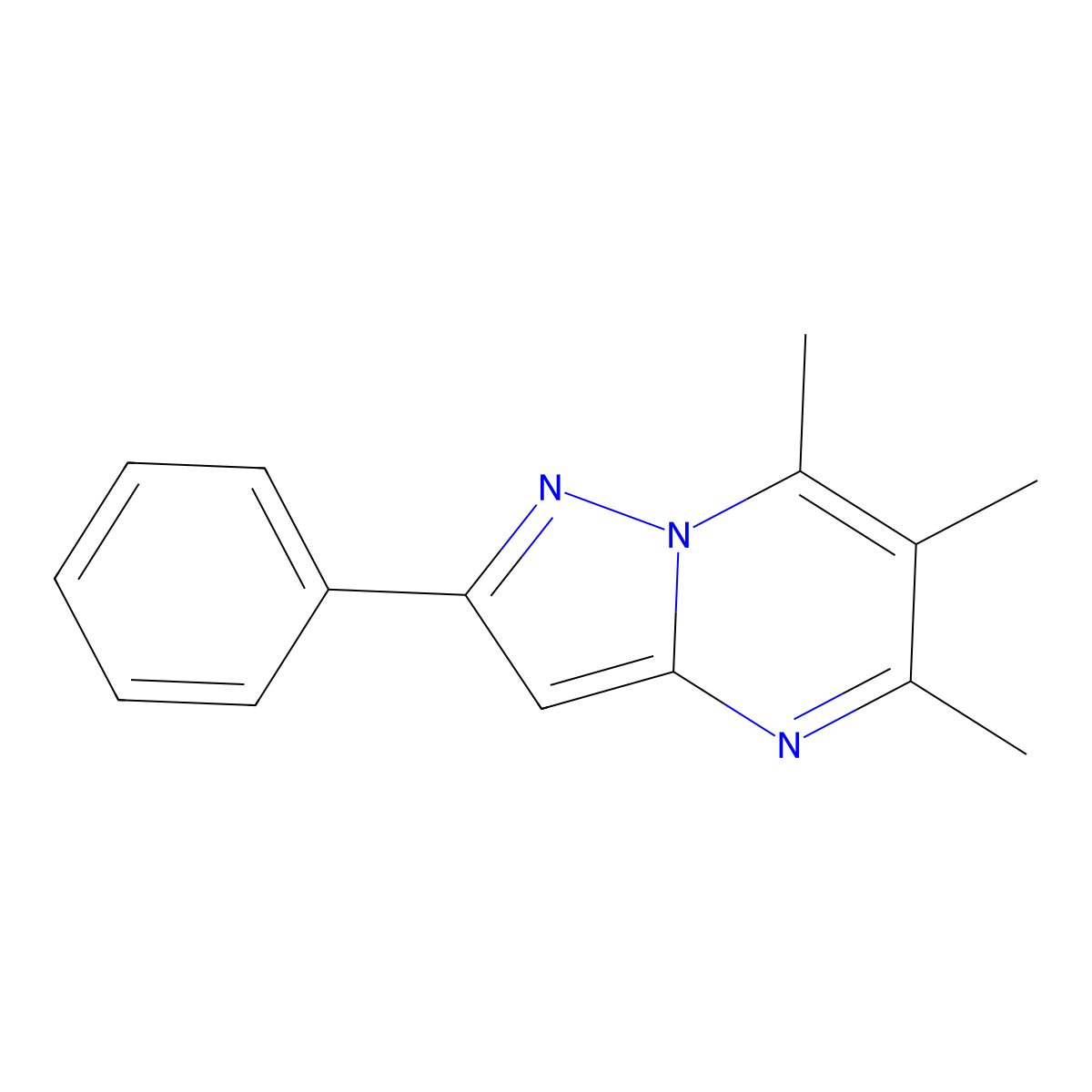5,6,7-Trimethyl-2-phenylpyrazolo[1,5-a]pyrimidine molecular structure, CAS 309949-70-0