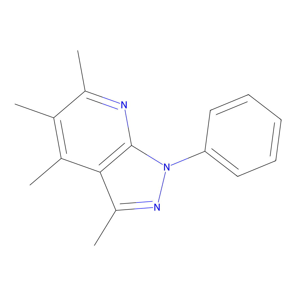 3,4,5,6-Tetramethyl-1-phenyl-1H-pyrazolo[3,4-b]pyridine molecular structure, CAS 309949-73-3