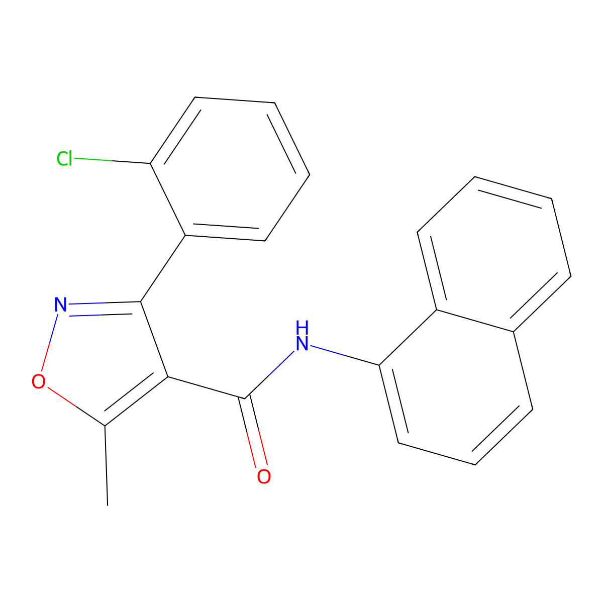 3-(2-chlorophenyl)-5-methyl-N-naphthalen-1-yl-1,2-oxazole-4-carboxamide molecular structure, CAS 309950-01-4