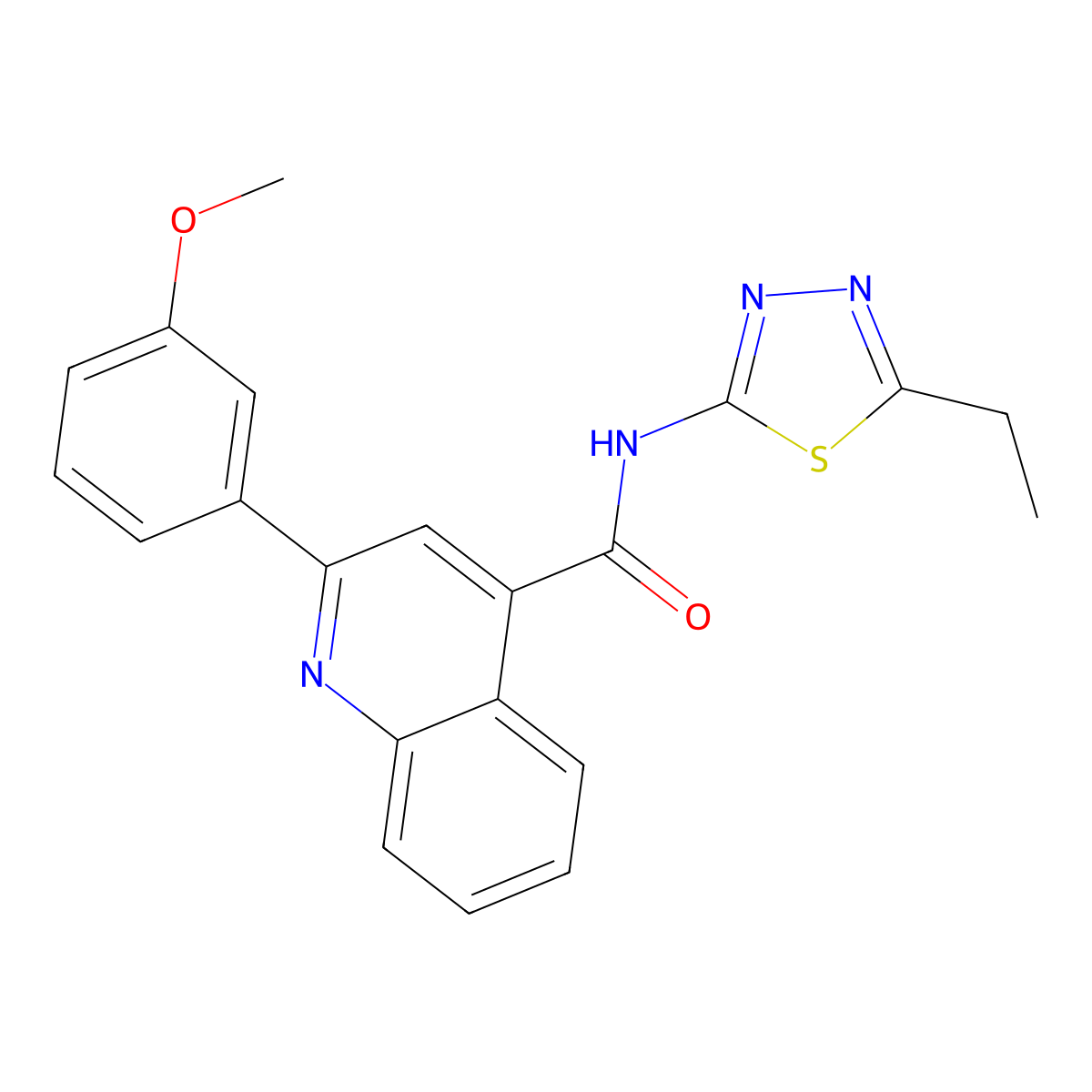 N-(5-ethyl-1,3,4-thiadiazol-2-yl)-2-(3-methoxyphenyl)quinoline-4-carboxamide molecular structure, CAS 309950-02-5
