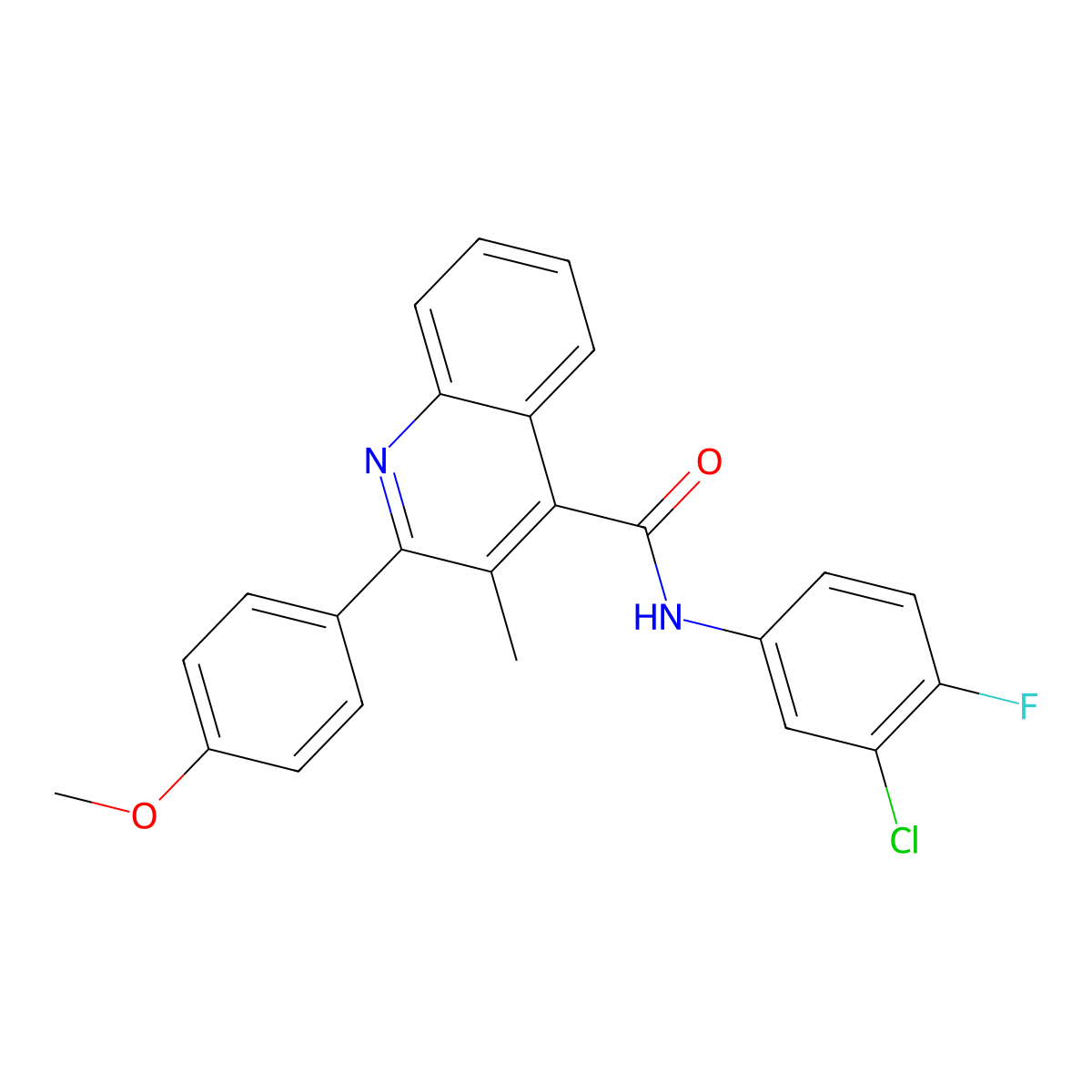 N-(3-chloro-4-fluorophenyl)-2-(4-methoxyphenyl)-3-methylquinoline-4-carboxamide molecular structure, CAS 309950-31-0