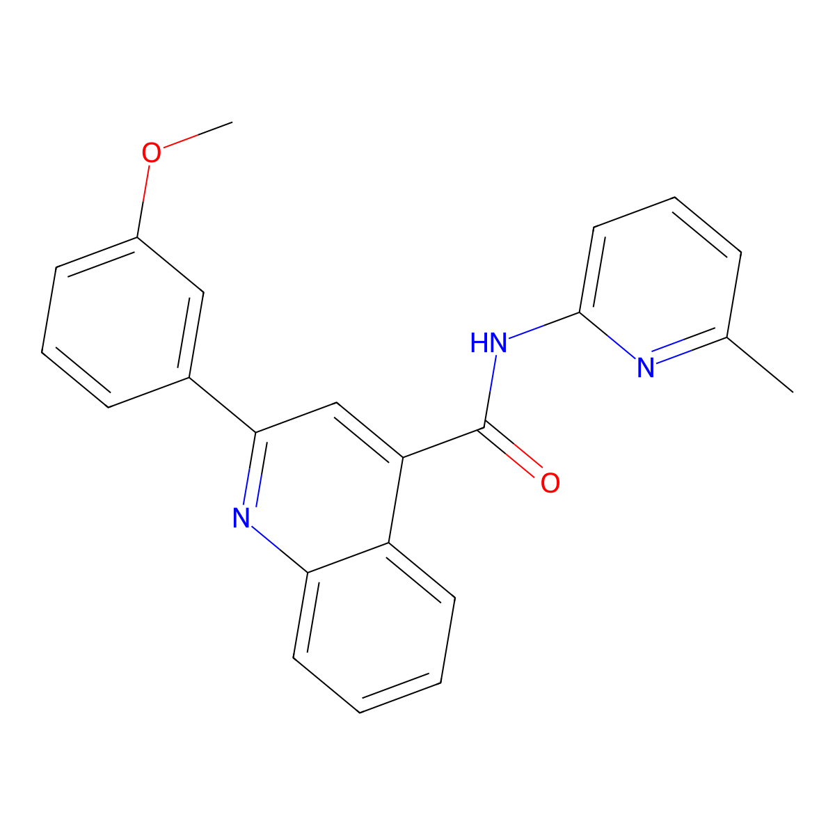 2-(3-methoxyphenyl)-N-(6-methylpyridin-2-yl)quinoline-4-carboxamide molecular structure, CAS 309950-36-5