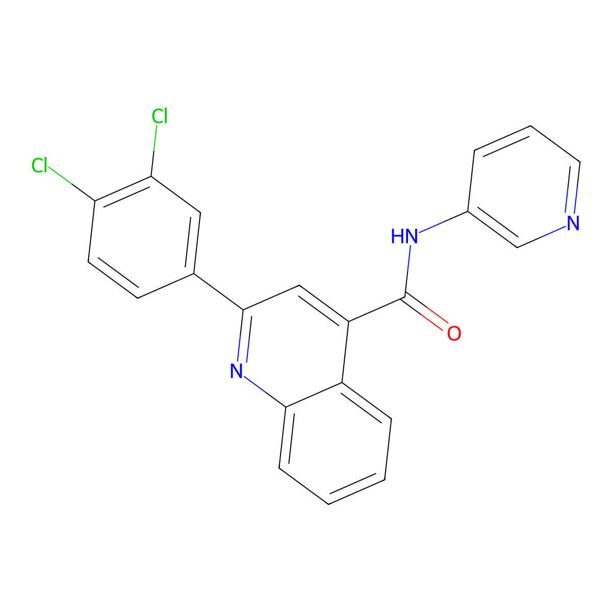 2-(3,4-dichlorophenyl)-N-pyridin-3-ylquinoline-4-carboxamide molecular structure, CAS 309950-99-0
