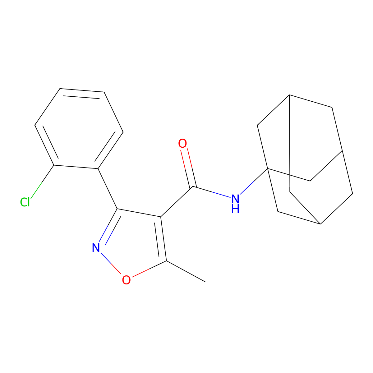 N-(1-adamantyl)-3-(2-chlorophenyl)-5-methyl-1,2-oxazole-4-carboxamide molecular structure, CAS 309951-34-6