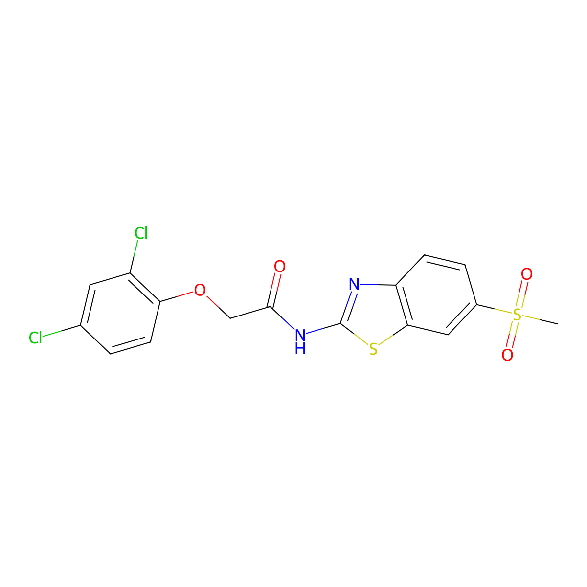 2-(2,4-dichlorophenoxy)-N-(6-methylsulfonyl-1,3-benzothiazol-2-yl)acetamide molecular structure, CAS 309951-37-9