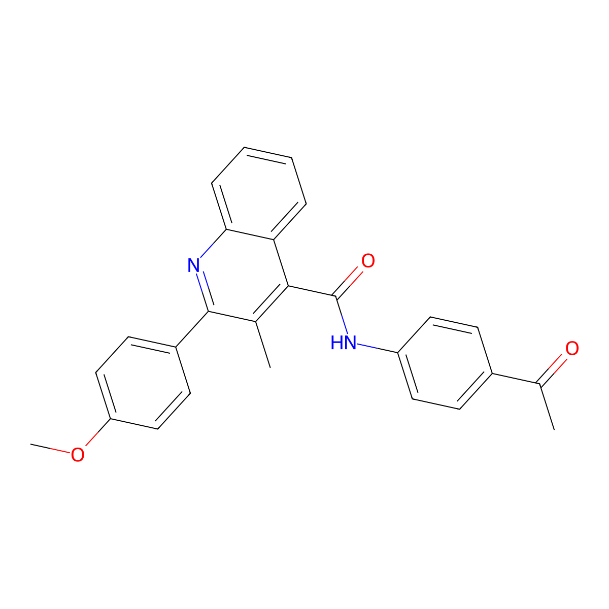 N-(4-acetylphenyl)-2-(4-methoxyphenyl)-3-methylquinoline-4-carboxamide molecular structure, CAS 309951-45-9