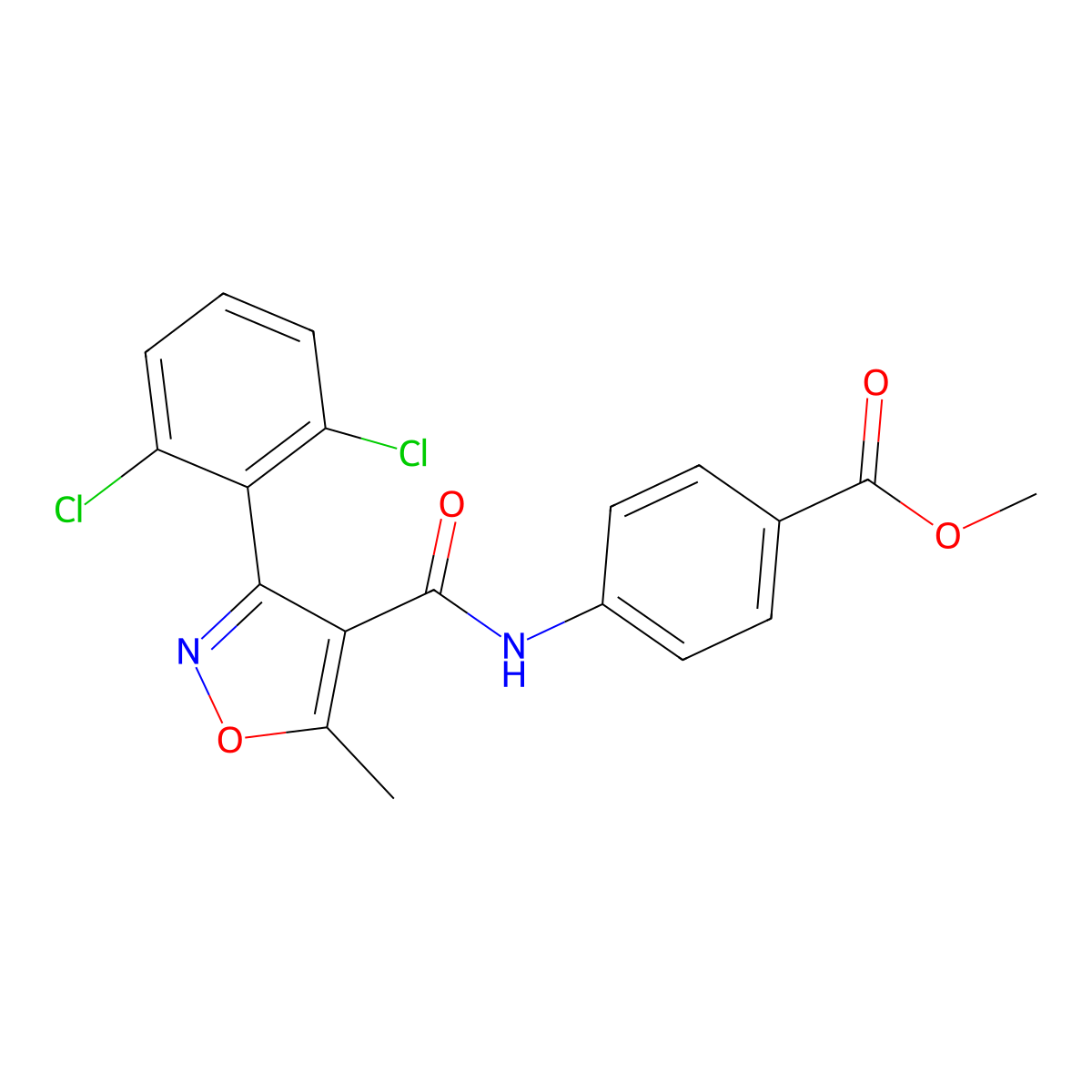 Methyl 4-({[3-(2,6-dichlorophenyl)-5-methylisoxazol-4-yl]carbonyl}amino)benzoate molecular structure, CAS 309951-66-4