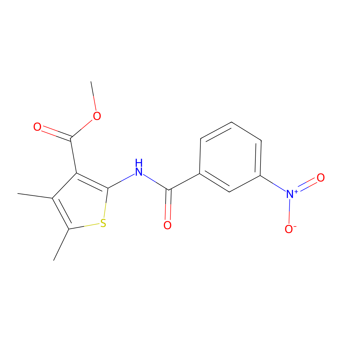 Methyl 4,5-dimethyl-2-(3-nitrobenzamido)thiophene-3-carboxylate molecular structure, CAS 309951-67-5