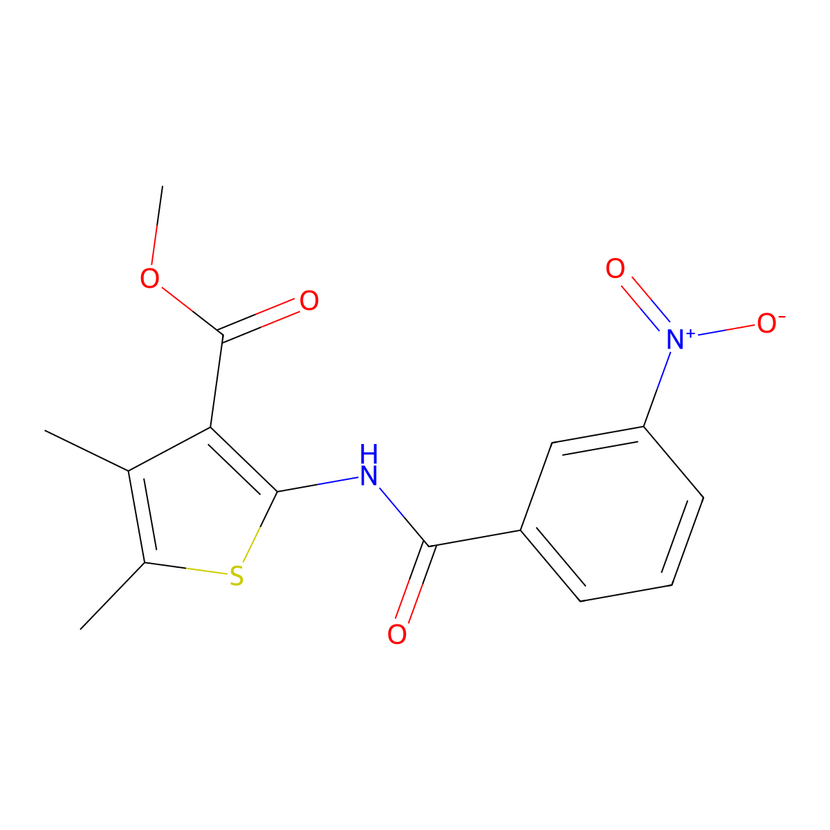 Methyl 4,5-dimethyl-2-(3-nitrobenzamido)thiophene-3-carboxylate molecular structure, CAS 309951-67-5