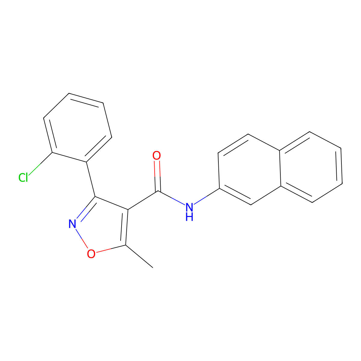 3-(2-chlorophenyl)-5-methyl-N-naphthalen-2-yl-1,2-oxazole-4-carboxamide molecular structure, CAS 309951-74-4