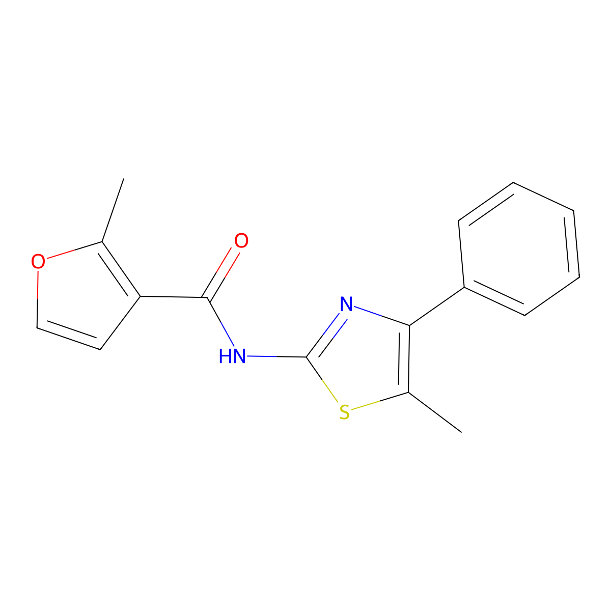 2-methyl-N-(5-methyl-4-phenyl-1,3-thiazol-2-yl)furan-3-carboxamide molecular structure, CAS 309951-86-8