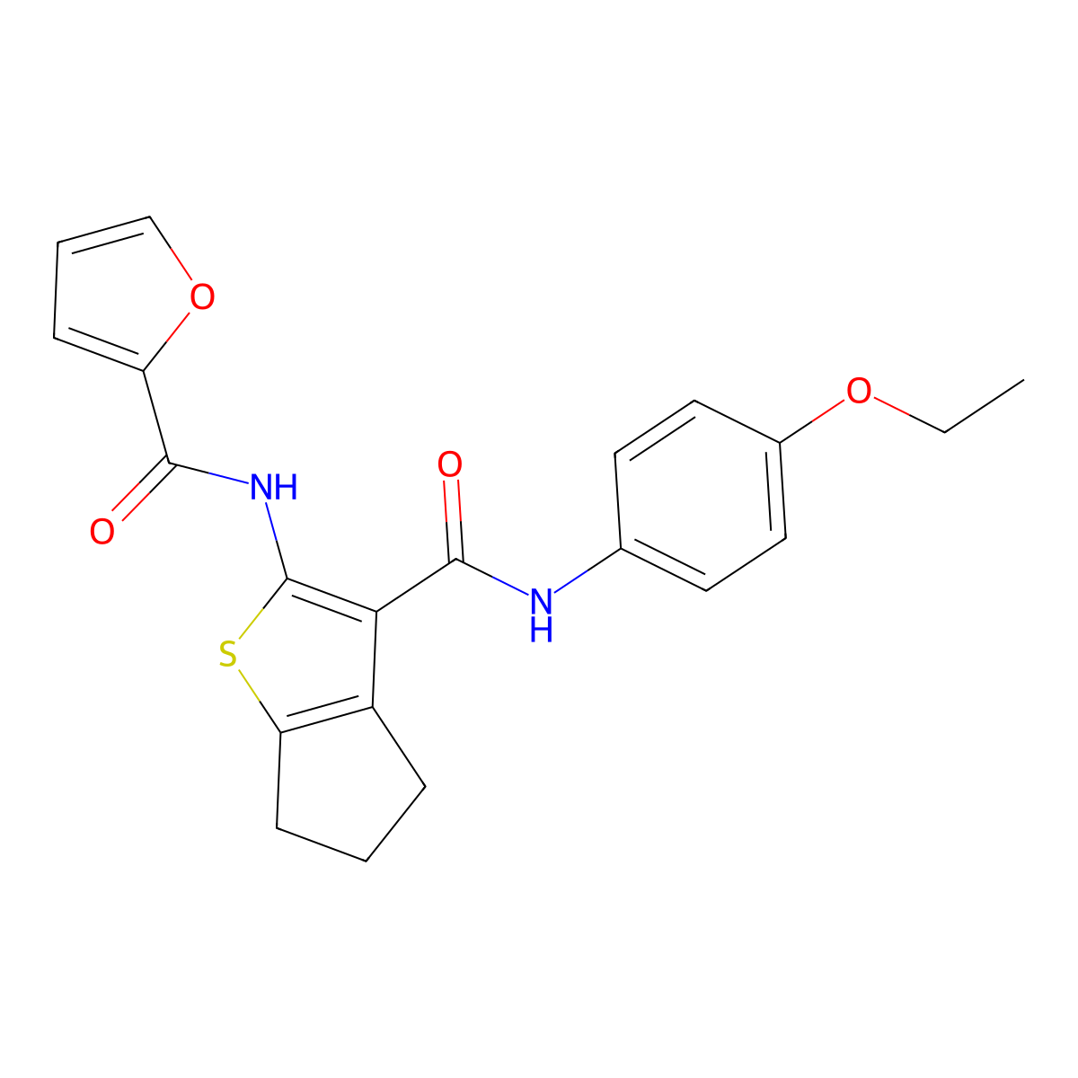 N-[3-[(4-ethoxyphenyl)carbamoyl]-5,6-dihydro-4H-cyclopenta[b]thiophen-2-yl]furan-2-carboxamide molecular structure, CAS 309951-91-5