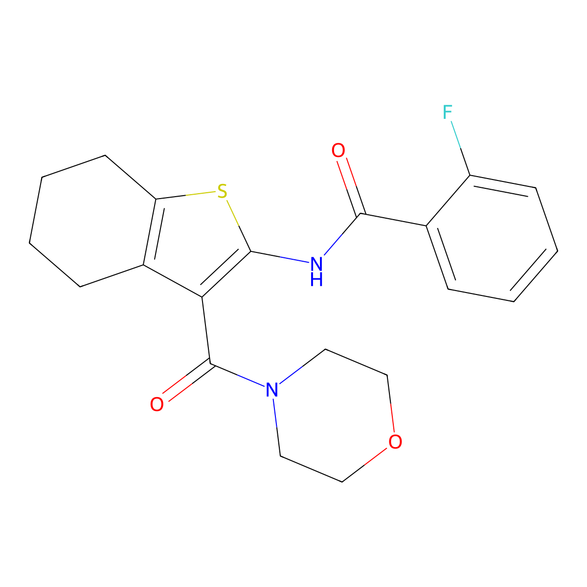 2-fluoro-N-[3-(morpholine-4-carbonyl)-4,5,6,7-tetrahydro-1-benzothiophen-2-yl]benzamide molecular structure, CAS 309951-96-0