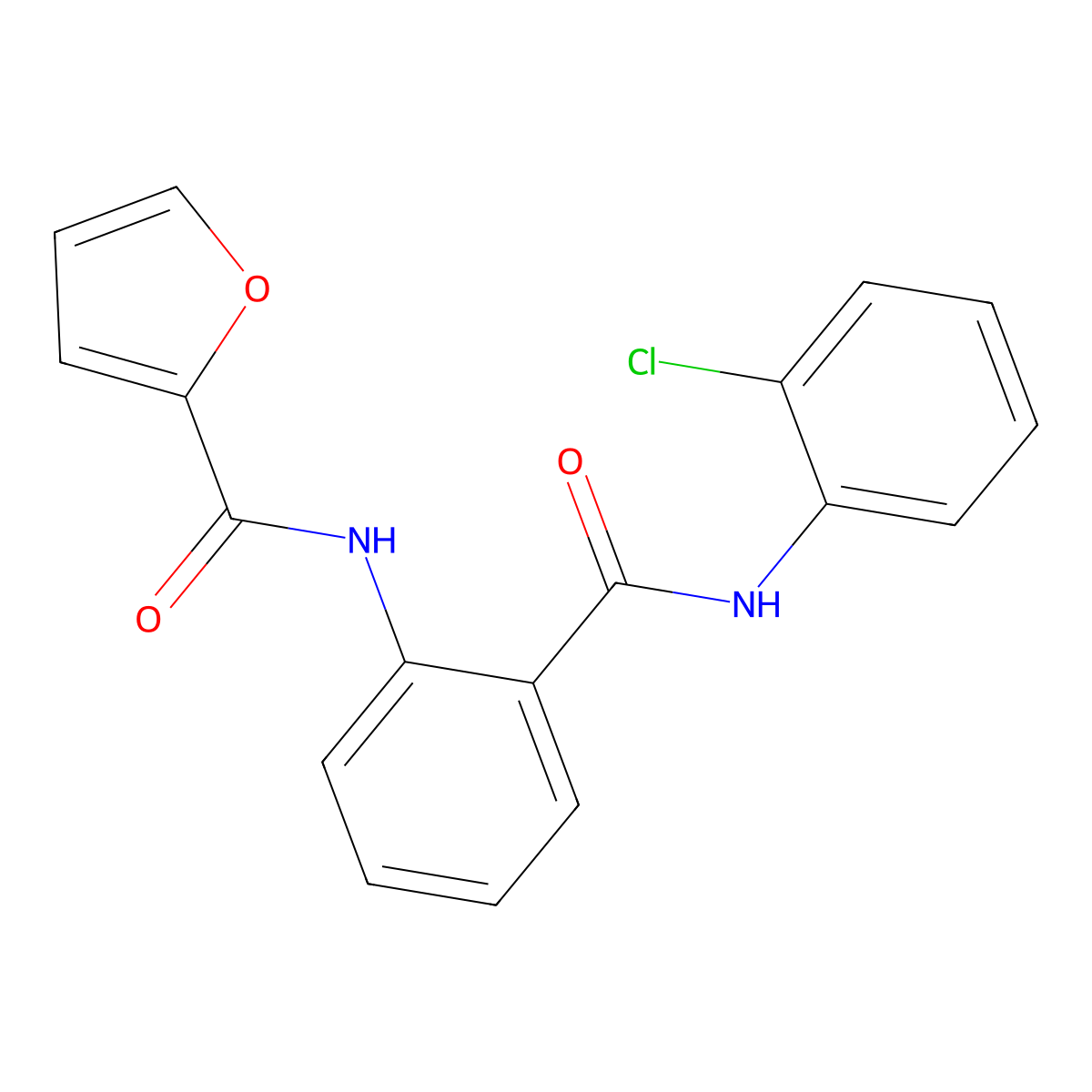 N-{2-[(2-chloroanilino)carbonyl]phenyl}-2-furamide molecular structure, CAS 309952-16-7