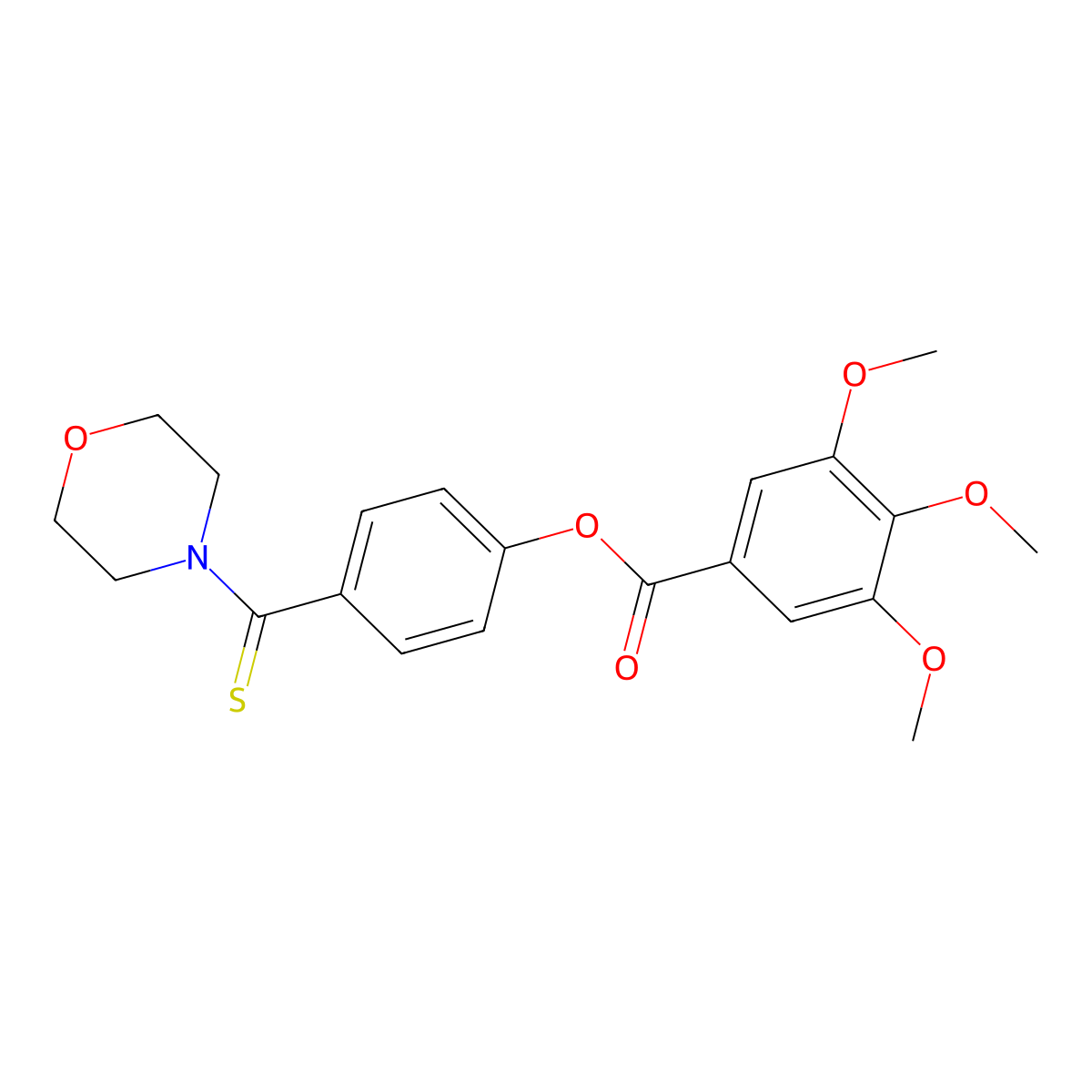3,4,5-Trimethoxy-benzoic acid 4-(morpholine-4-carbothioyl)-phenyl ester molecular structure, CAS 309953-70-6