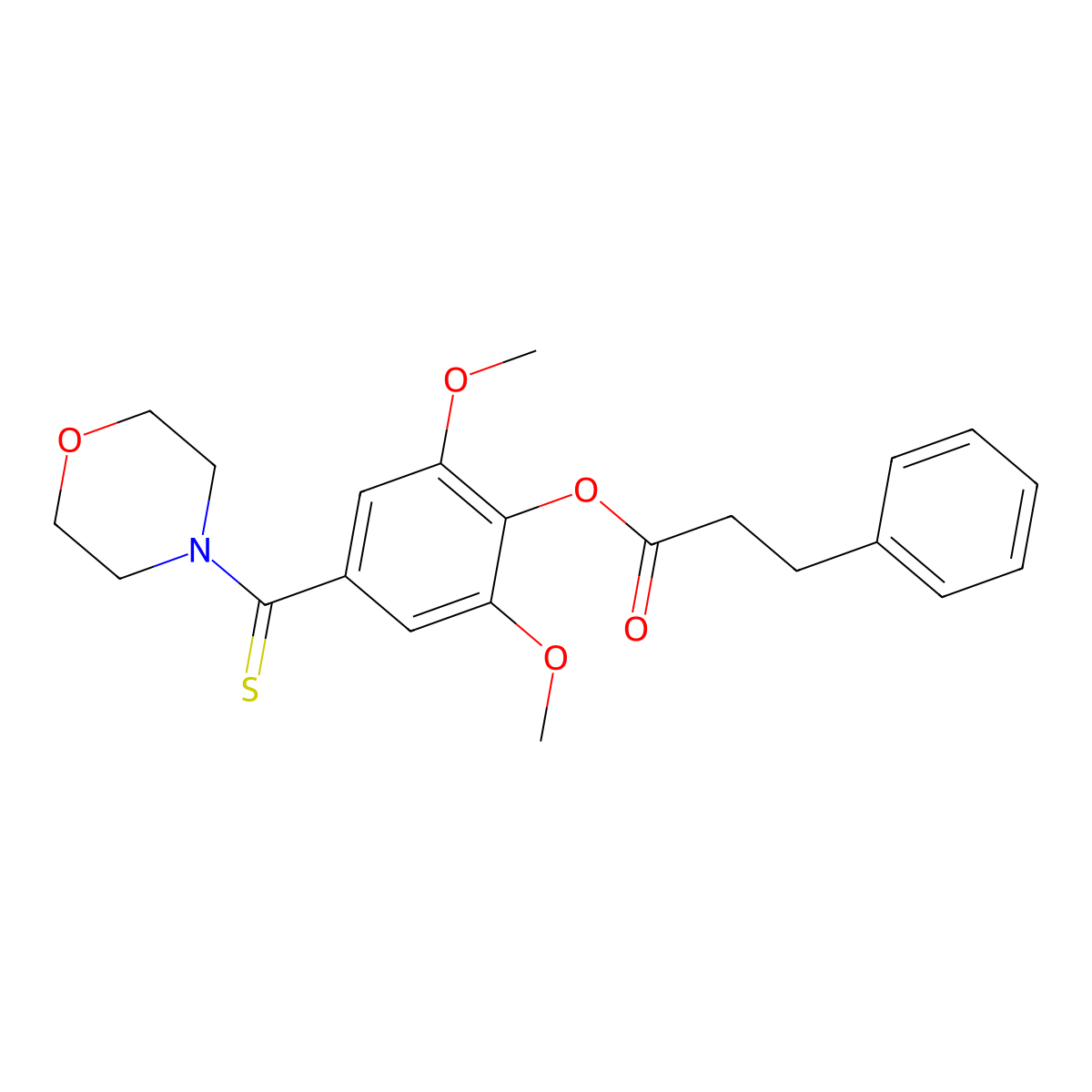 2,6-Dimethoxy-4-(4-morpholinylcarbothioyl)phenyl 3-phenylpropanoate molecular structure, CAS 309953-76-2