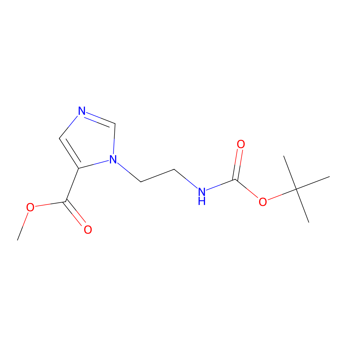 Methyl 1-(2-((tert-butoxycarbonyl)amino)ethyl)-1H-imidazole-5-carboxylate molecular structure, CAS 3099580-84-1