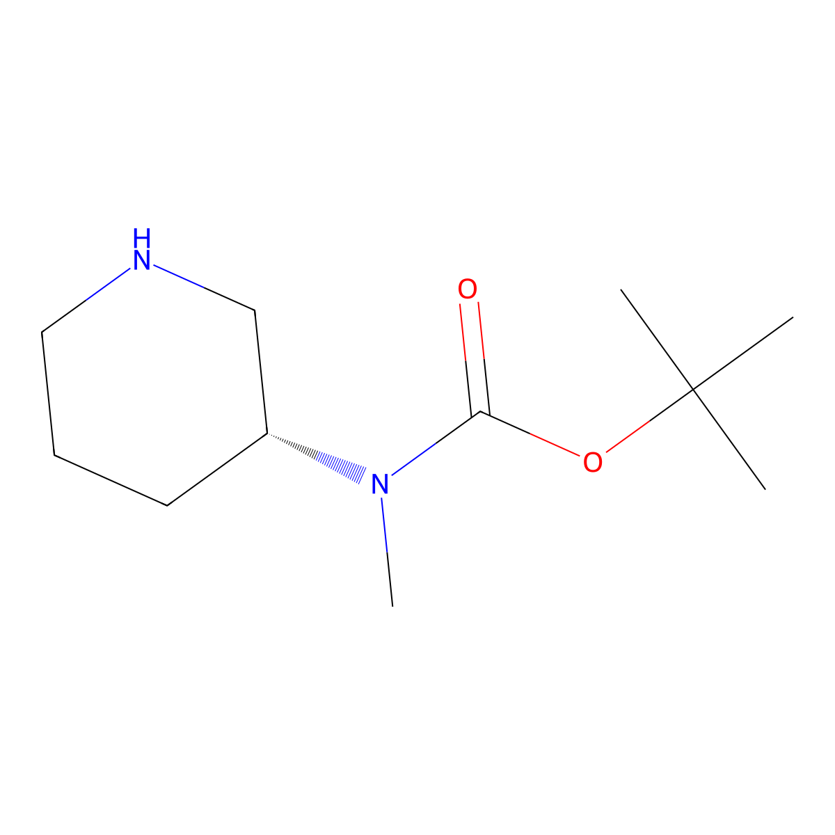 tert-Butyl methyl((3R)-piperidin-3-yl)carbamate molecular structure, CAS 309962-67-2