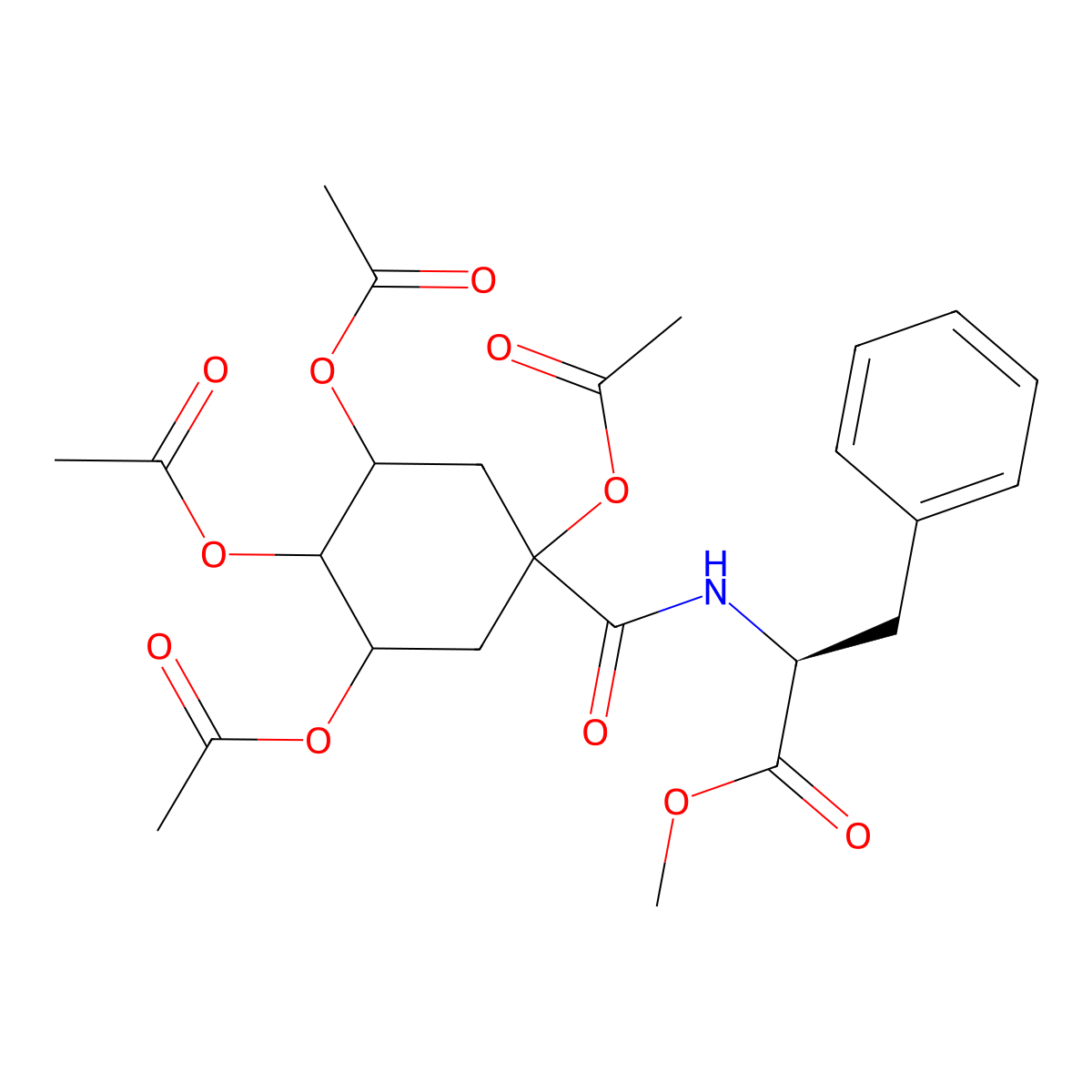 methyl N-{[1,3,4,5-tetrakis(acetyloxy)cyclohexyl]carbonyl}-L-phenylalaninate molecular structure, CAS 309964-74-7
