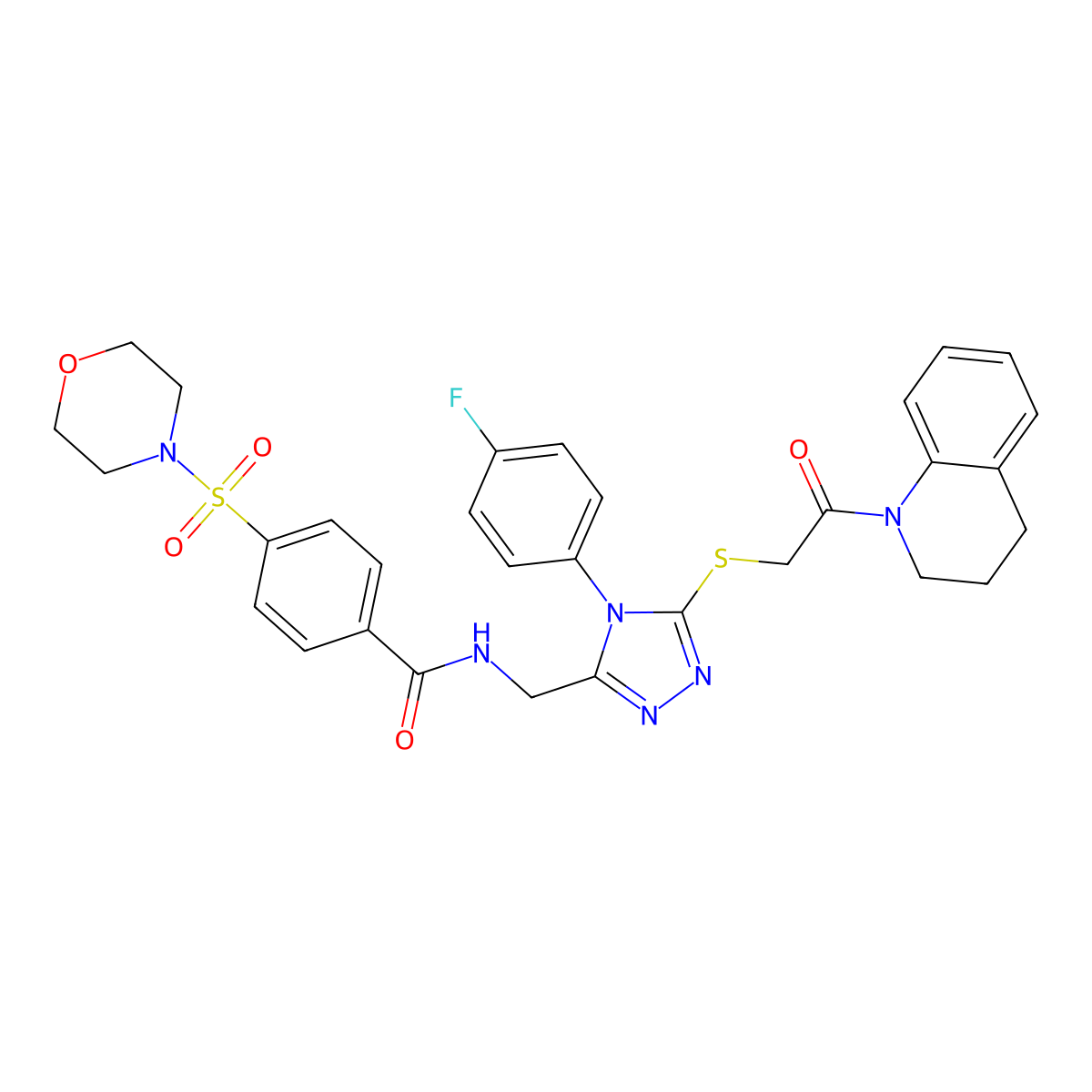 N-((5-((2-(3,4-dihydroquinolin-1(2H)-yl)-2-oxoethyl)thio)-4-(4-fluorophenyl)-4H-1,2,4-triazol-3-yl)methyl)-4-(morpholinosulfonyl)benzamide molecular structure, CAS 309967-83-7