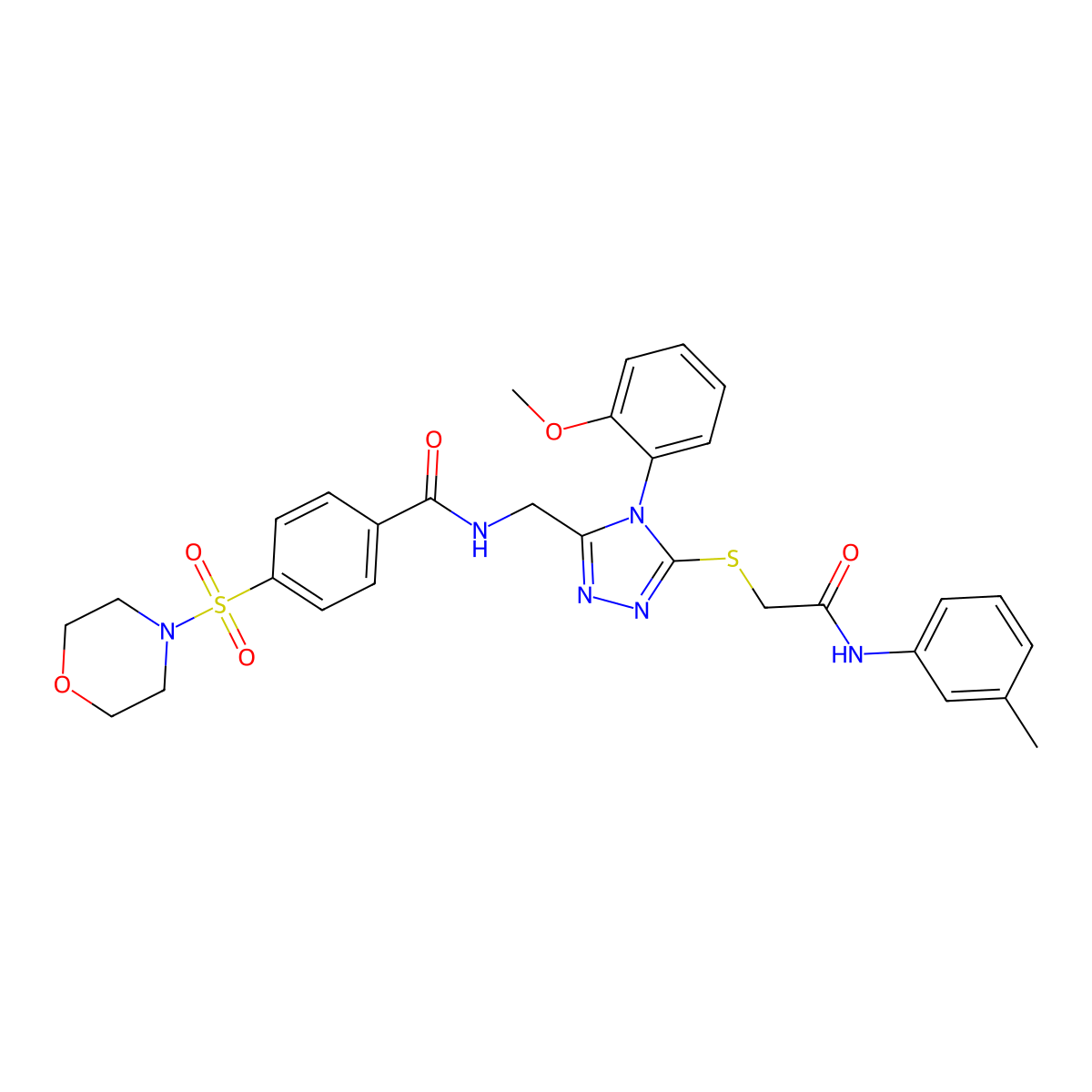 N-((4-(2-methoxyphenyl)-5-((2-oxo-2-(m-tolylamino)ethyl)thio)-4H-1,2,4-triazol-3-yl)methyl)-4-(morpholinosulfonyl)benzamide molecular structure, CAS 309967-84-8