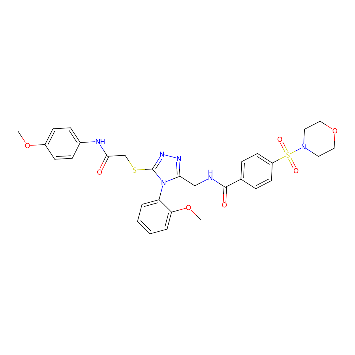 N-((4-(2-methoxyphenyl)-5-((2-((4-methoxyphenyl)amino)-2-oxoethyl)thio)-4H-1,2,4-triazol-3-yl)methyl)-4-(morpholinosulfonyl)benzamide molecular structure, CAS 309967-87-1