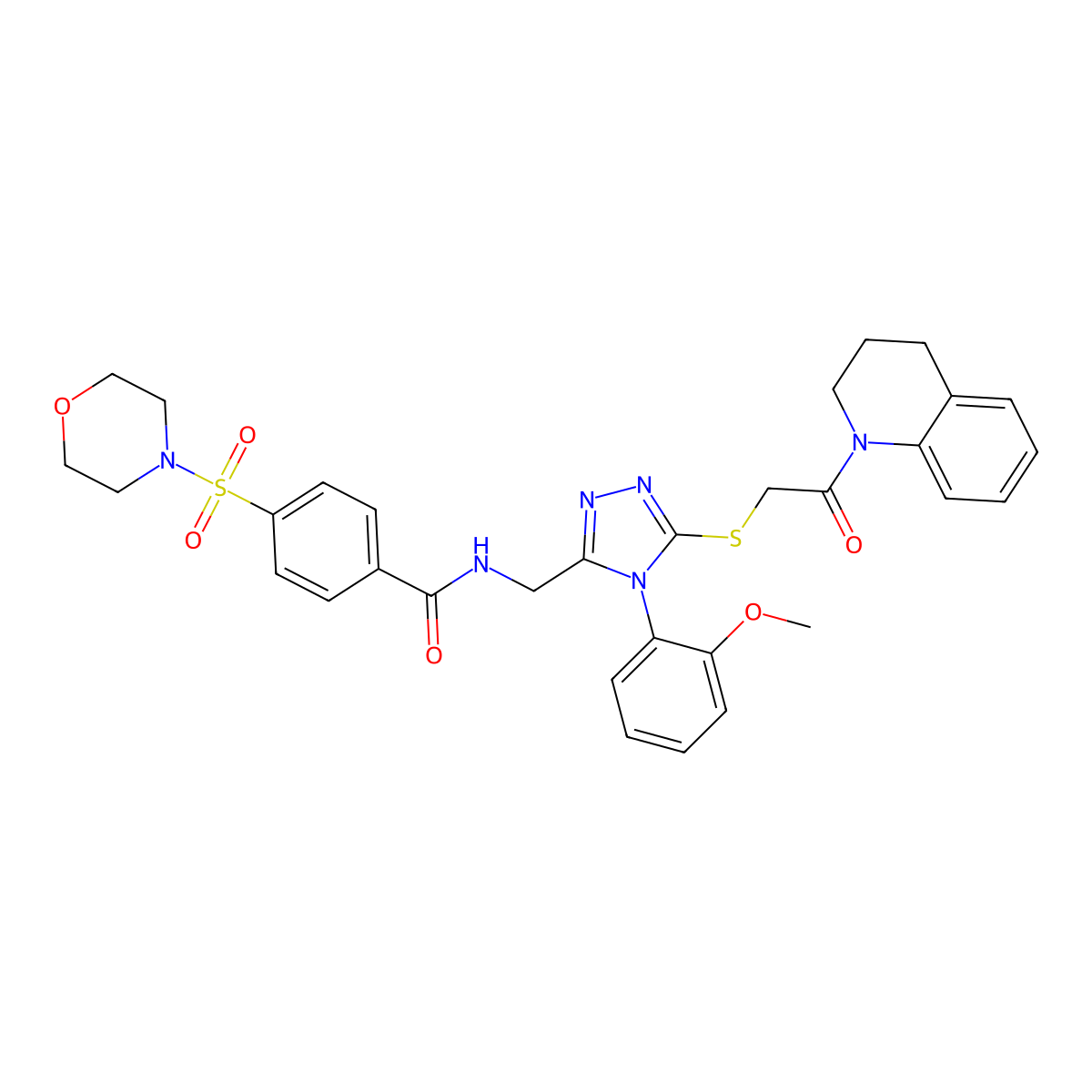 N-((5-((2-(3,4-dihydroquinolin-1(2H)-yl)-2-oxoethyl)thio)-4-(2-methoxyphenyl)-4H-1,2,4-triazol-3-yl)methyl)-4-(morpholinosulfonyl)benzamide molecular structure, CAS 309967-93-9