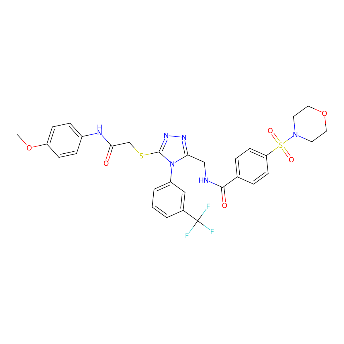 N-((5-((2-((4-methoxyphenyl)amino)-2-oxoethyl)thio)-4-(3-(trifluoromethyl)phenyl)-4H-1,2,4-triazol-3-yl)methyl)-4-(morpholinosulfonyl)benzamide molecular structure, CAS 309967-95-1