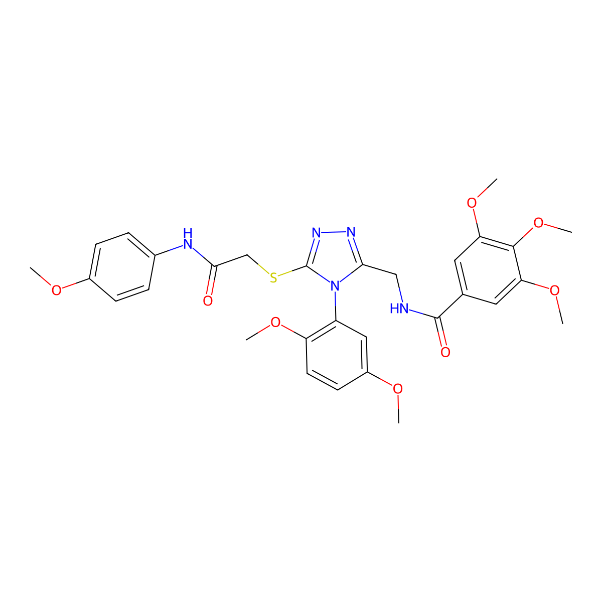 N-[[4-(2,5-dimethoxyphenyl)-5-[2-(4-methoxyanilino)-2-oxoethyl]sulfanyl-1,2,4-triazol-3-yl]methyl]-3,4,5-trimethoxybenzamide molecular structure, CAS 309968-21-6