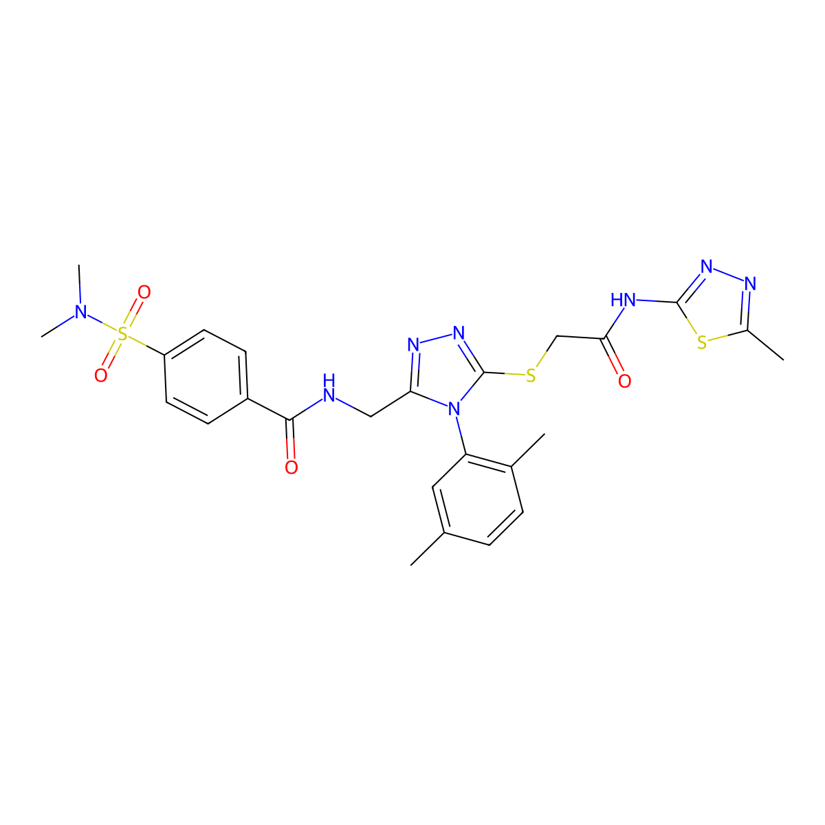N-{[4-(2,5-dimethylphenyl)-5-({[(5-methyl-1,3,4-thiadiazol-2-yl)carbamoyl]methyl}sulfanyl)-4H-1,2,4-triazol-3-yl]methyl}-4-(dimethylsulfamoyl)benzamide molecular structure, CAS 309968-29-4