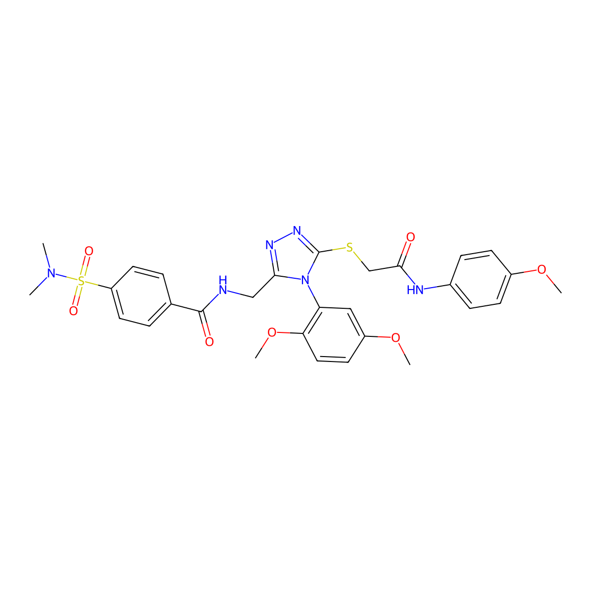 N-[[4-(2,5-dimethoxyphenyl)-5-[2-(4-methoxyanilino)-2-oxoethyl]sulfanyl-1,2,4-triazol-3-yl]methyl]-4-(dimethylsulfamoyl)benzamide molecular structure, CAS 309968-34-1