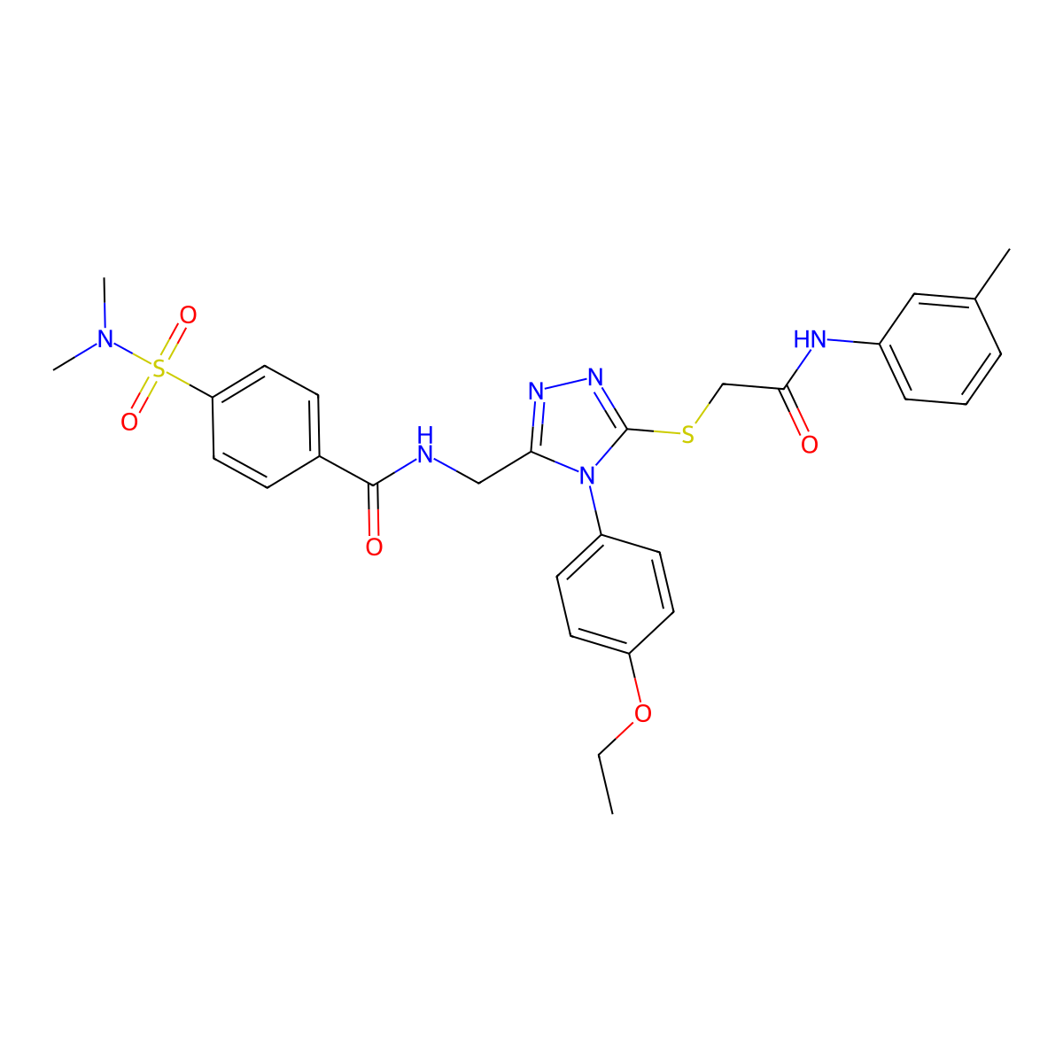 4-(dimethylsulfamoyl)-N-[[4-(4-ethoxyphenyl)-5-[2-(3-methylanilino)-2-oxoethyl]sulfanyl-1,2,4-triazol-3-yl]methyl]benzamide molecular structure, CAS 309968-41-0