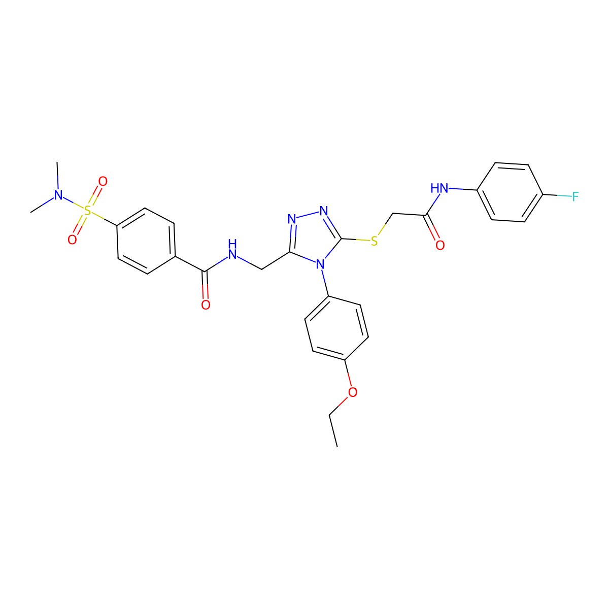 4-(N,N-dimethylsulfamoyl)-N-((4-(4-ethoxyphenyl)-5-((2-((4-fluorophenyl)amino)-2-oxoethyl)thio)-4H-1,2,4-triazol-3-yl)methyl)benzamide molecular structure, CAS 309968-42-1