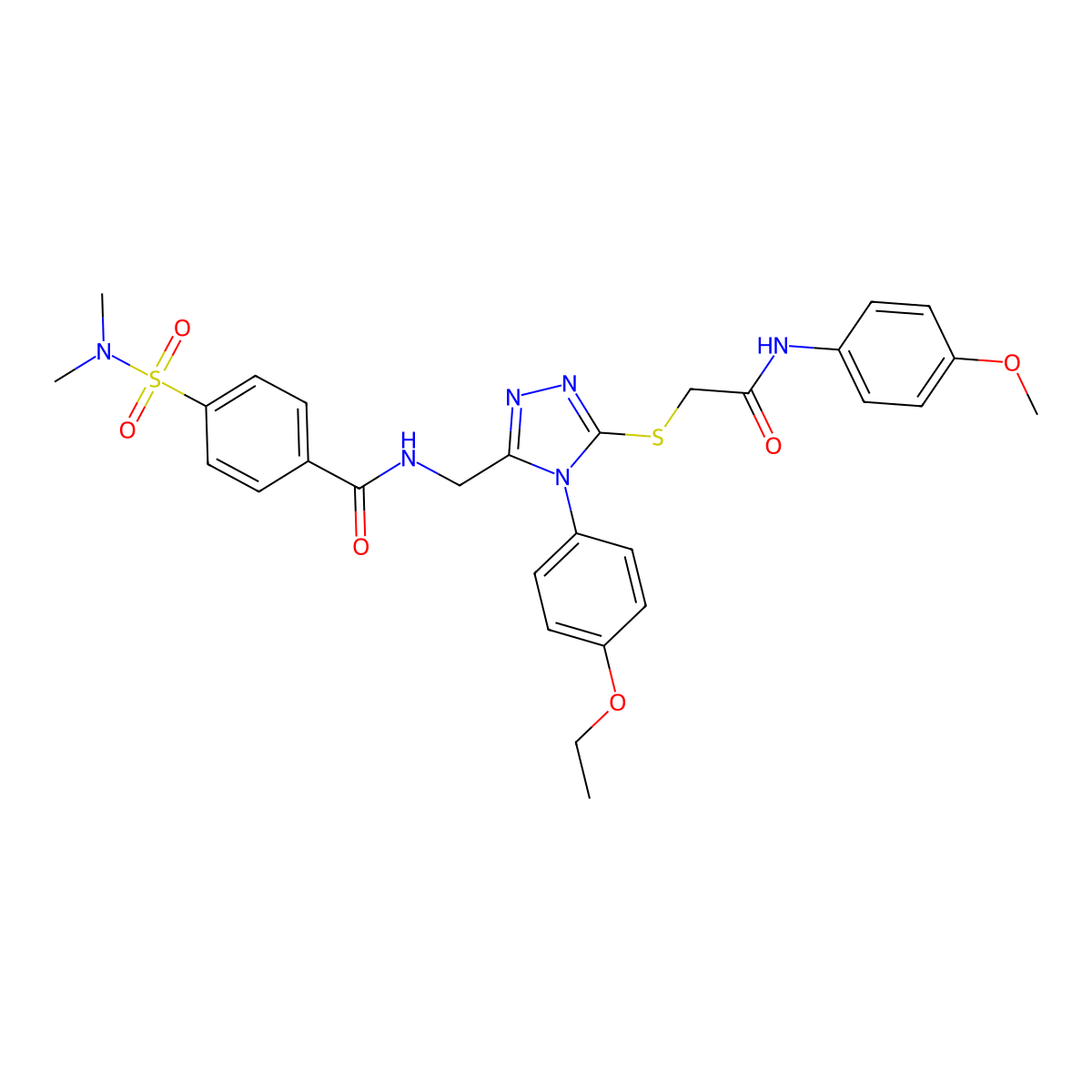 4-(N,N-dimethylsulfamoyl)-N-((4-(4-ethoxyphenyl)-5-((2-((4-methoxyphenyl)amino)-2-oxoethyl)thio)-4H-1,2,4-triazol-3-yl)methyl)benzamide molecular structure, CAS 309968-43-2