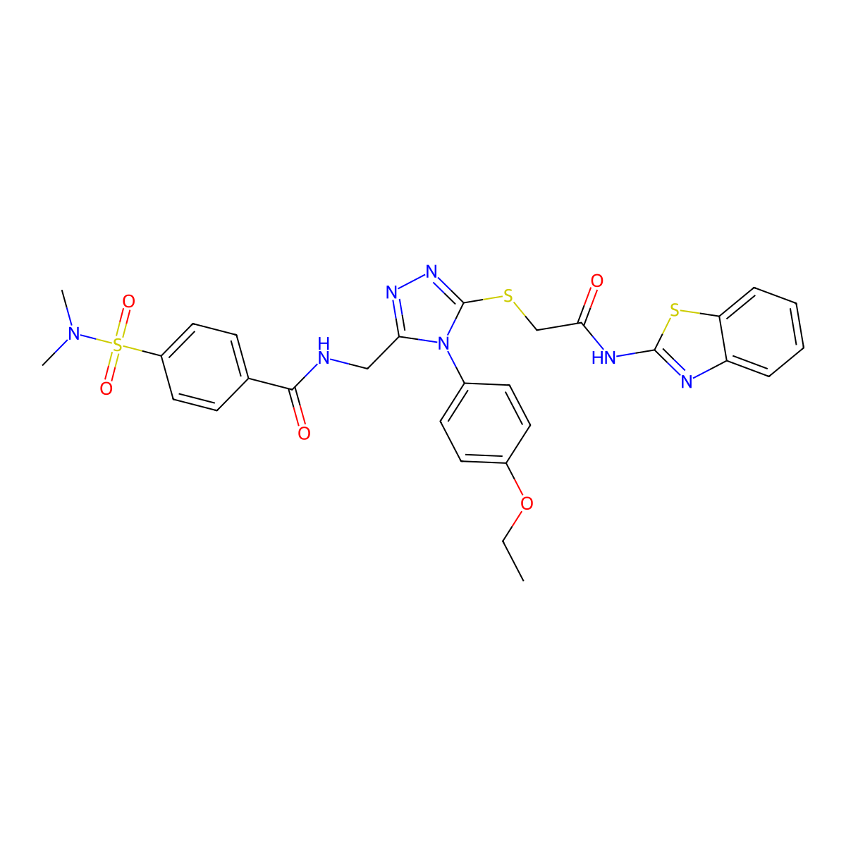 N-[[5-[2-(1,3-benzothiazol-2-ylamino)-2-oxoethyl]sulfanyl-4-(4-ethoxyphenyl)-1,2,4-triazol-3-yl]methyl]-4-(dimethylsulfamoyl)benzamide molecular structure, CAS 309968-45-4