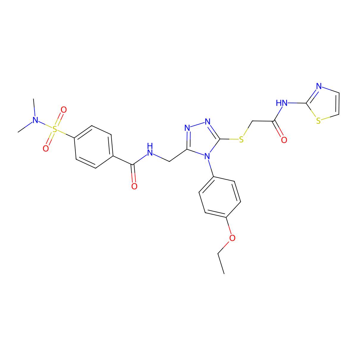 4-(N,N-dimethylsulfamoyl)-N-((4-(4-ethoxyphenyl)-5-((2-oxo-2-(thiazol-2-ylamino)ethyl)thio)-4H-1,2,4-triazol-3-yl)methyl)benzamide molecular structure, CAS 309968-46-5