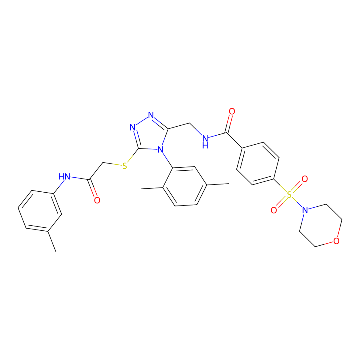 N-((4-(2,5-dimethylphenyl)-5-((2-oxo-2-(m-tolylamino)ethyl)thio)-4H-1,2,4-triazol-3-yl)methyl)-4-(morpholinosulfonyl)benzamide molecular structure, CAS 309968-54-5
