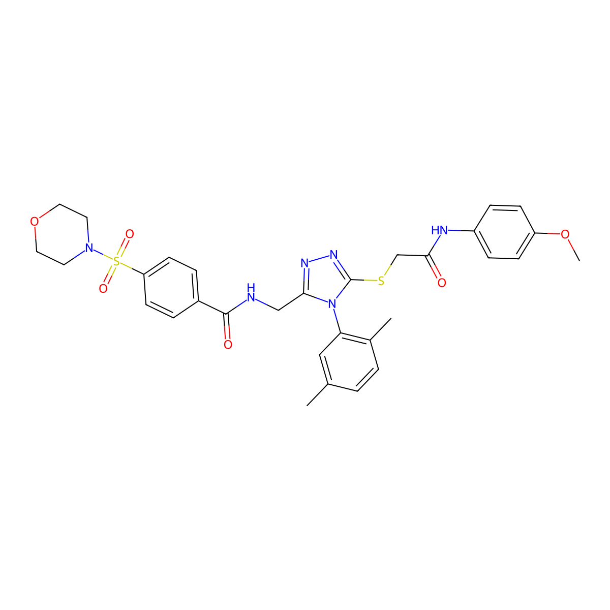 N-((4-(2,5-dimethylphenyl)-5-((2-((4-methoxyphenyl)amino)-2-oxoethyl)thio)-4H-1,2,4-triazol-3-yl)methyl)-4-(morpholinosulfonyl)benzamide molecular structure, CAS 309968-56-7