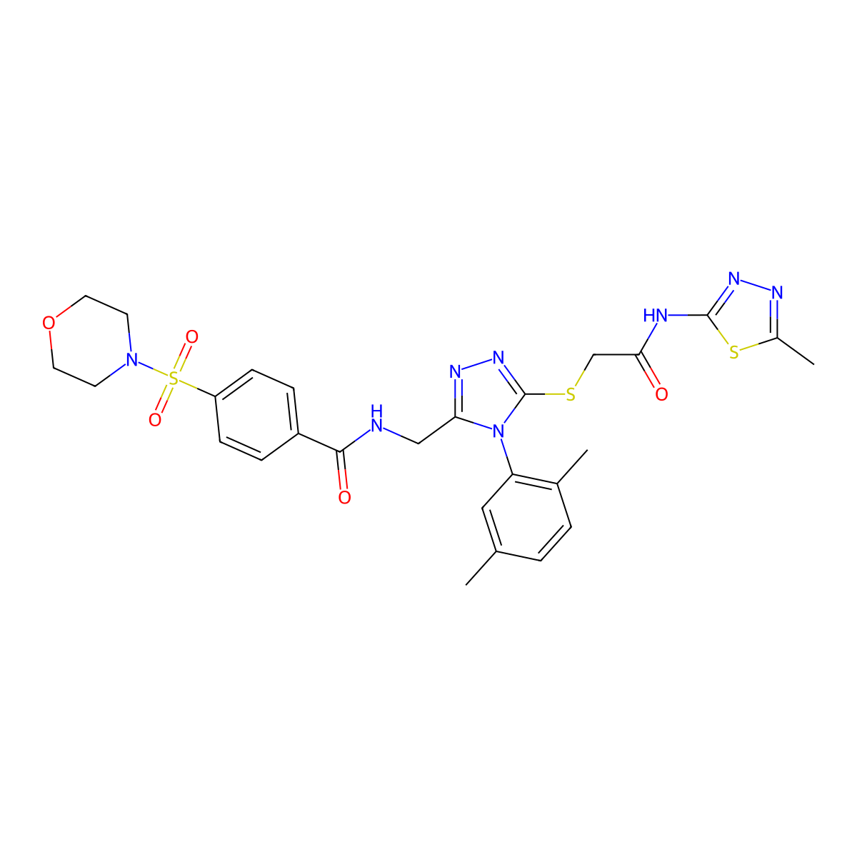 N-{[4-(2,5-Dimethylphenyl)-5-({[(5-methyl-1,3,4-thiadiazol-2-YL)carbamoyl]methyl}sulfanyl)-4H-1,2,4-triazol-3-YL]methyl}-4-(morpholine-4-sulfonyl)benzamide molecular structure, CAS 309968-60-3