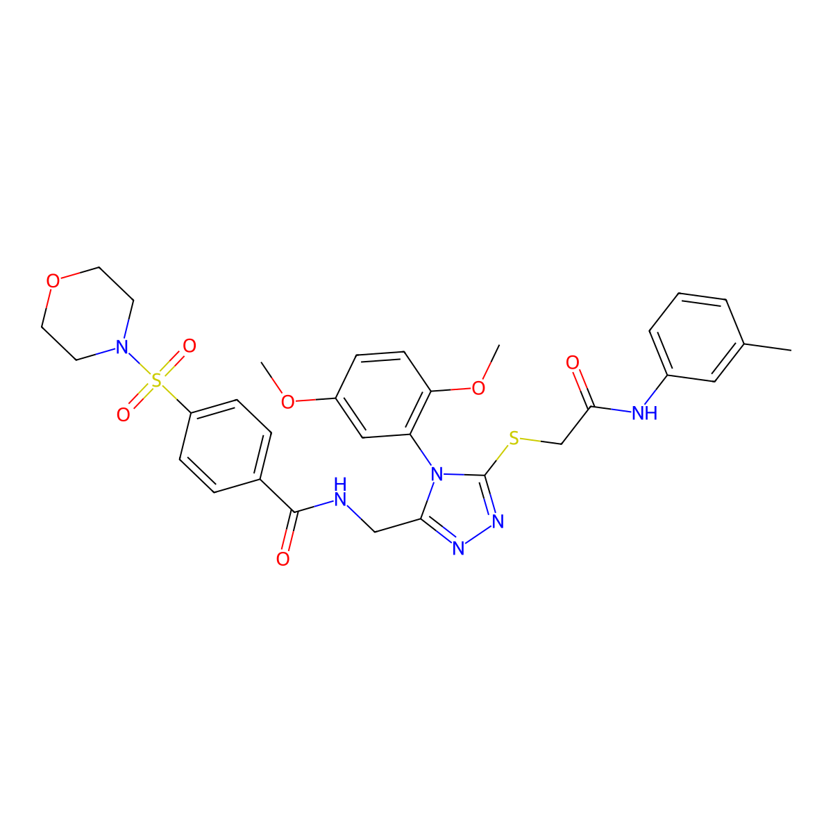 N-((4-(2,5-dimethoxyphenyl)-5-((2-oxo-2-(m-tolylamino)ethyl)thio)-4H-1,2,4-triazol-3-yl)methyl)-4-(morpholinosulfonyl)benzamide molecular structure, CAS 309968-63-6