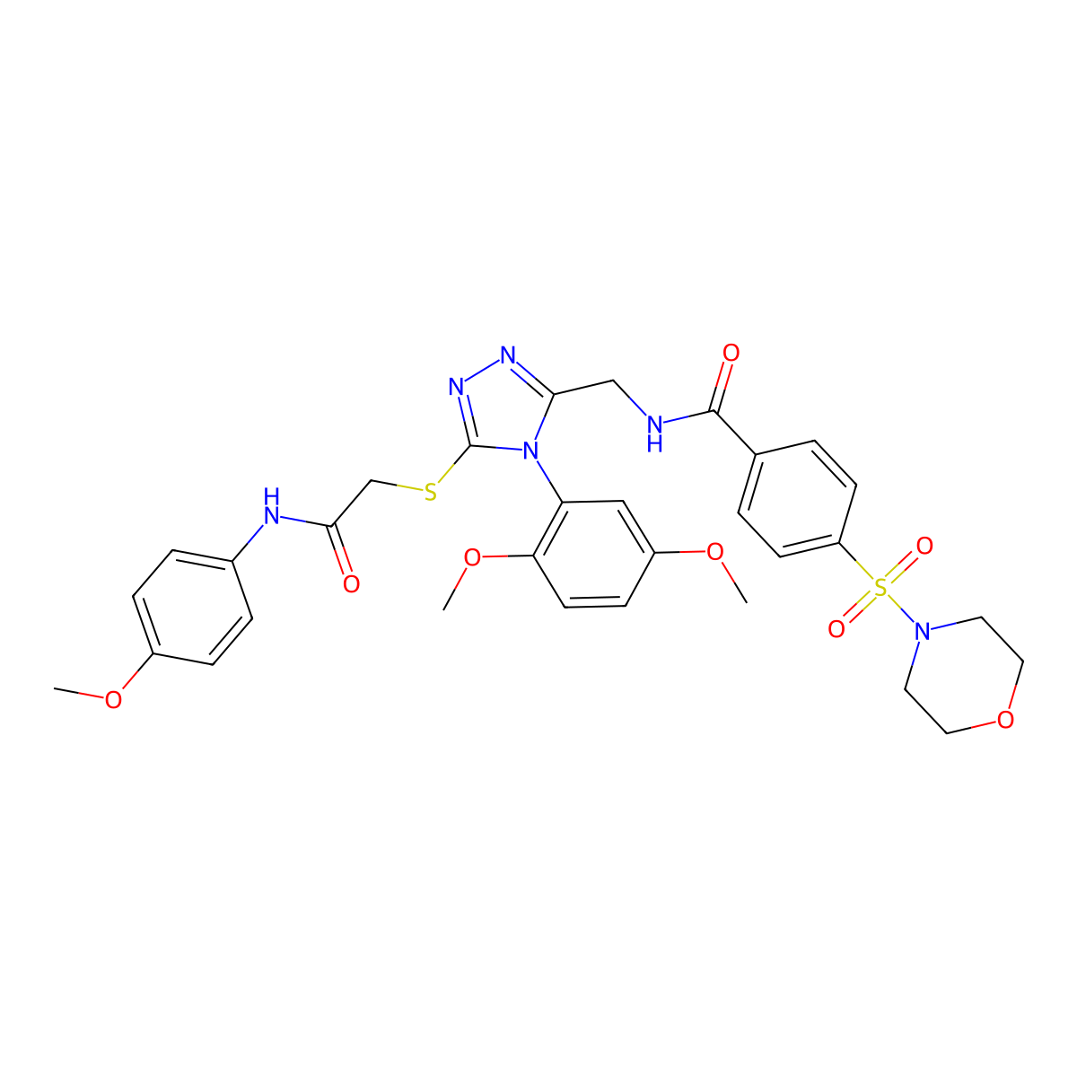 N-((4-(2,5-dimethoxyphenyl)-5-((2-((4-methoxyphenyl)amino)-2-oxoethyl)thio)-4H-1,2,4-triazol-3-yl)methyl)-4-(morpholinosulfonyl)benzamide molecular structure, CAS 309968-66-9