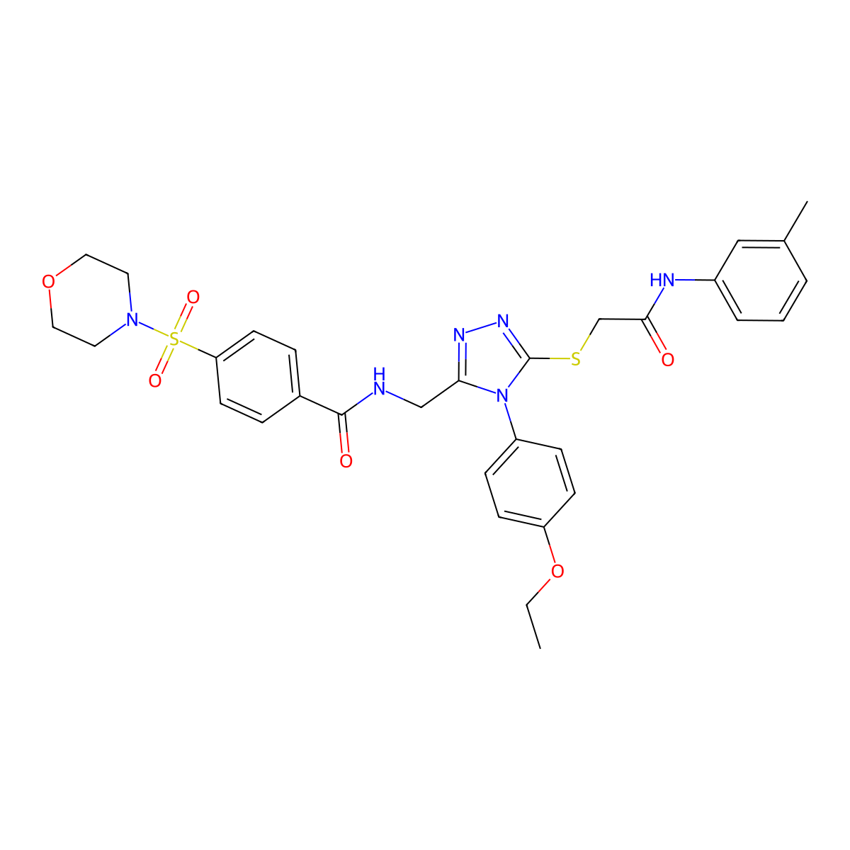 N-((4-(4-ethoxyphenyl)-5-((2-oxo-2-(m-tolylamino)ethyl)thio)-4H-1,2,4-triazol-3-yl)methyl)-4-(morpholinosulfonyl)benzamide molecular structure, CAS 309968-71-6